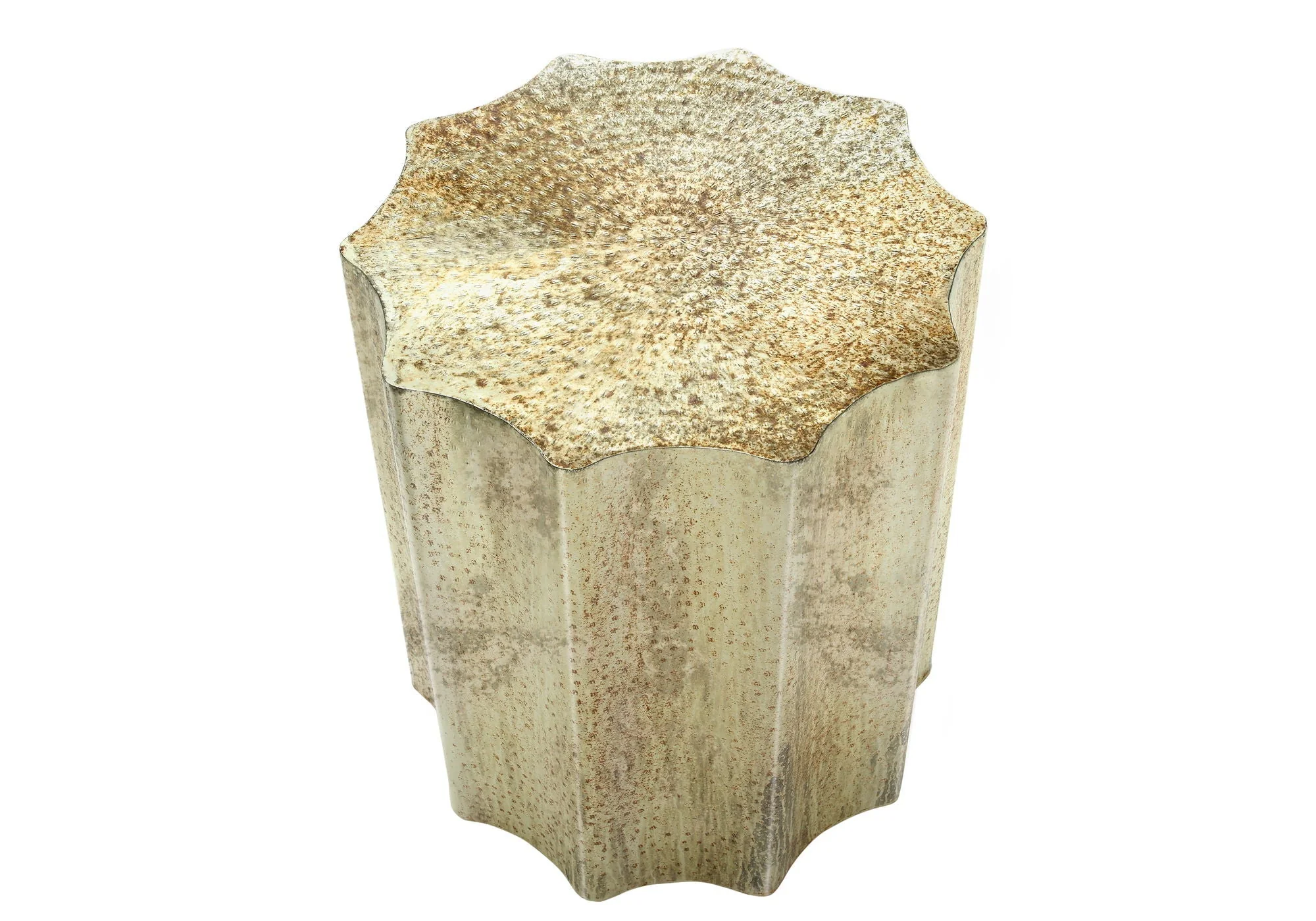 Drum Accent Side Table, Stylish Scalloped Design - Image 11