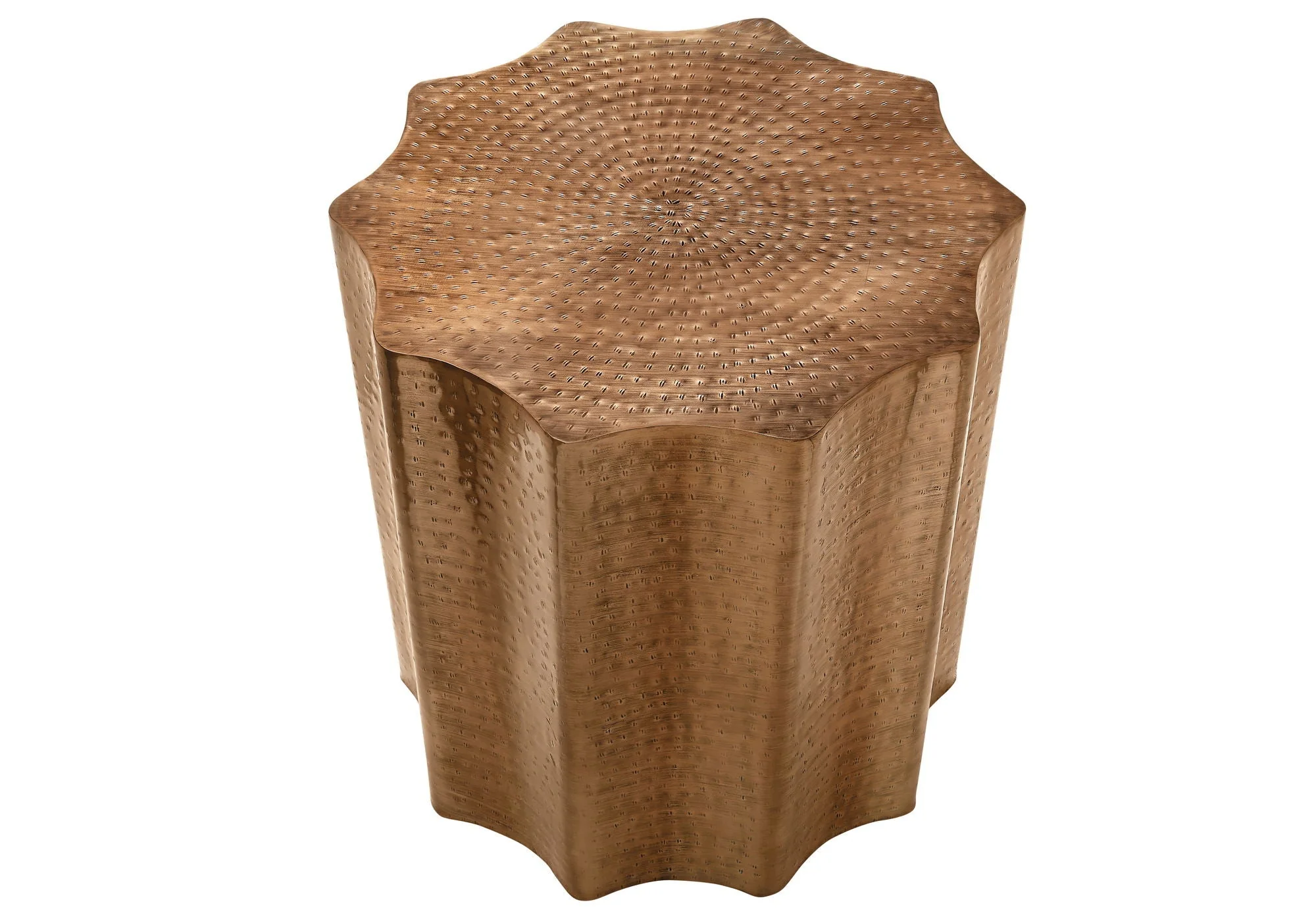 Drum Accent Side Table, Stylish Scalloped Design - Image 4