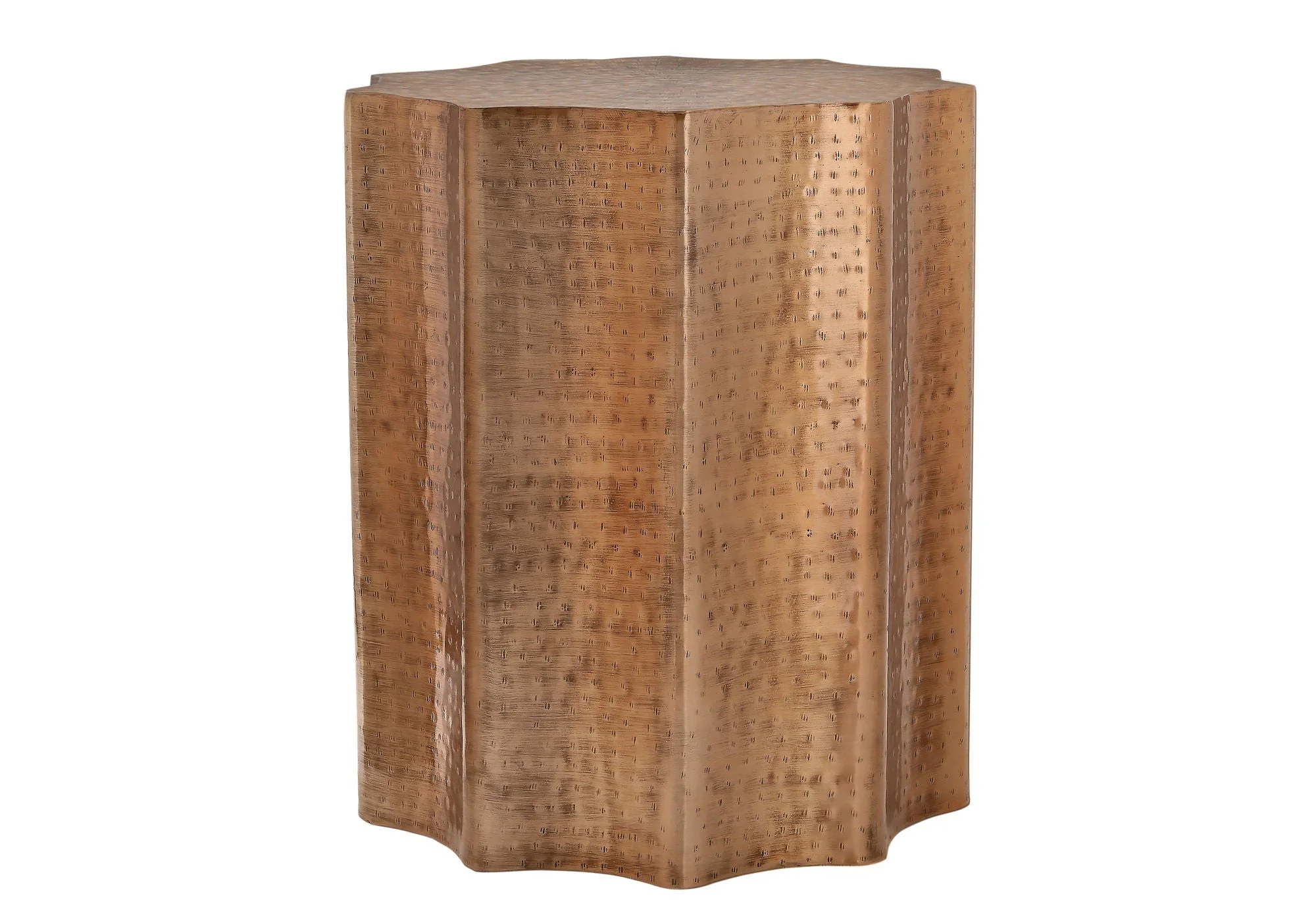 Drum Accent Side Table, Stylish Scalloped Design - Image 5