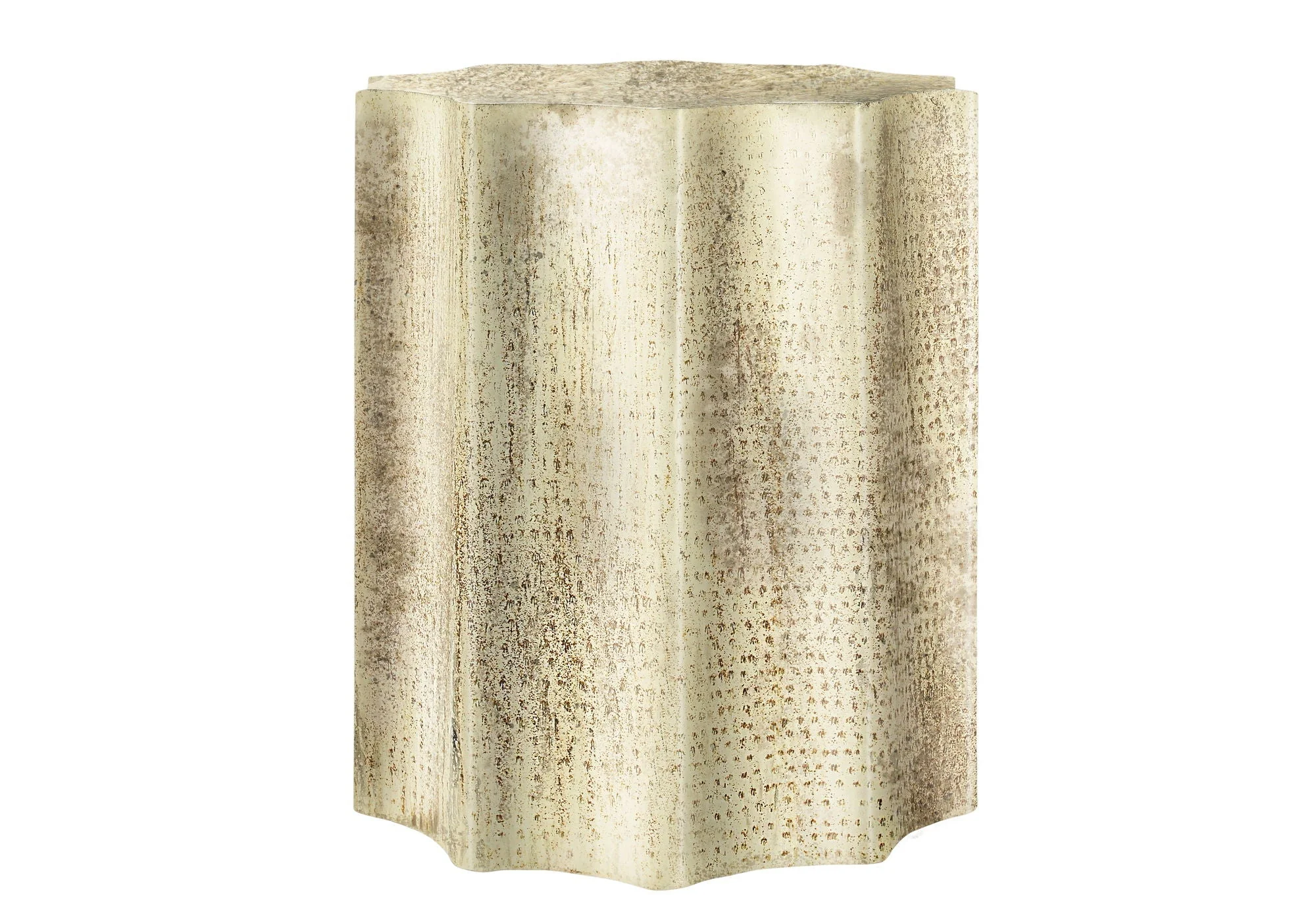 Drum Accent Side Table, Stylish Scalloped Design - Image 8