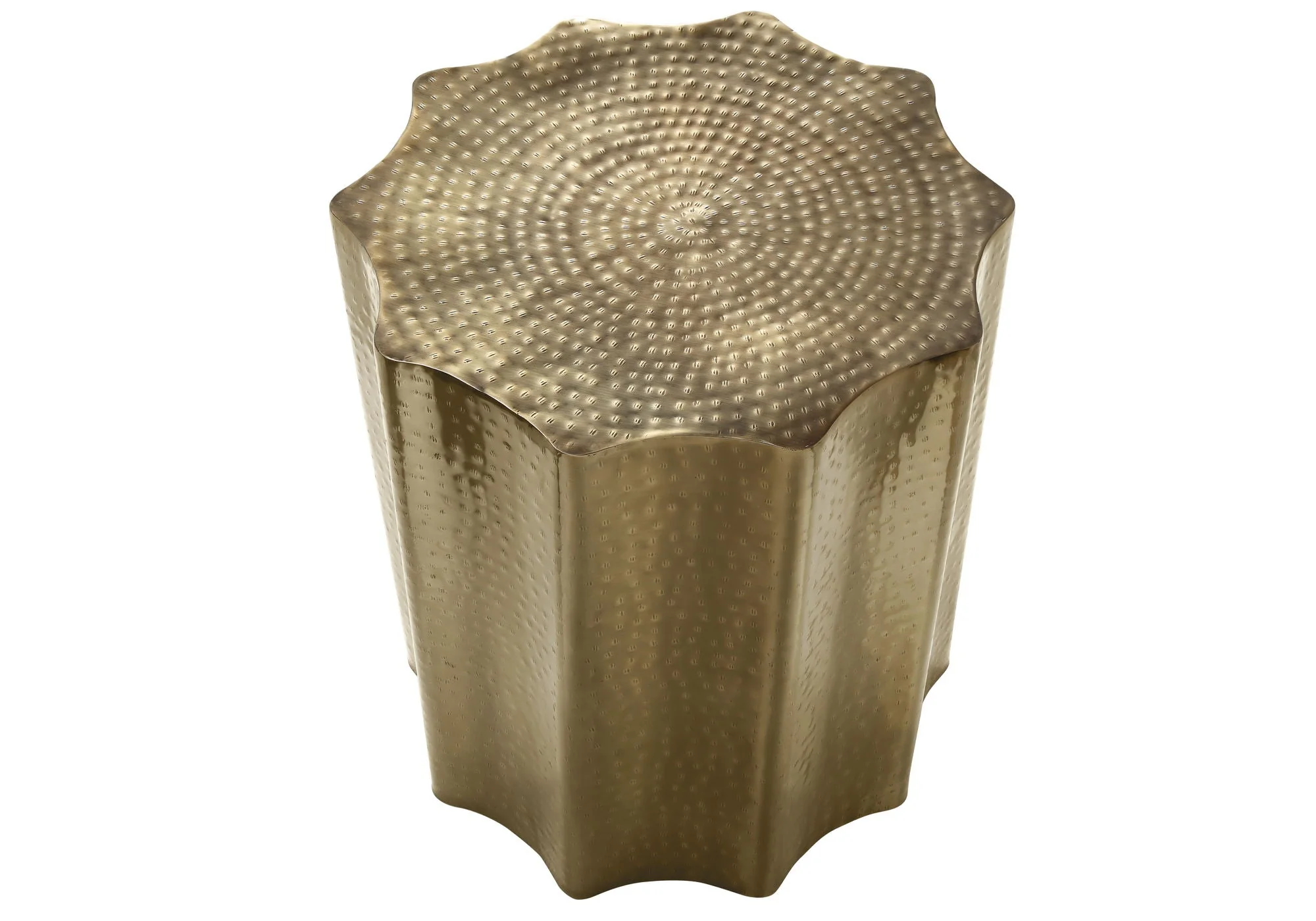 Drum Accent Side Table, Stylish Scalloped Design - Image 9