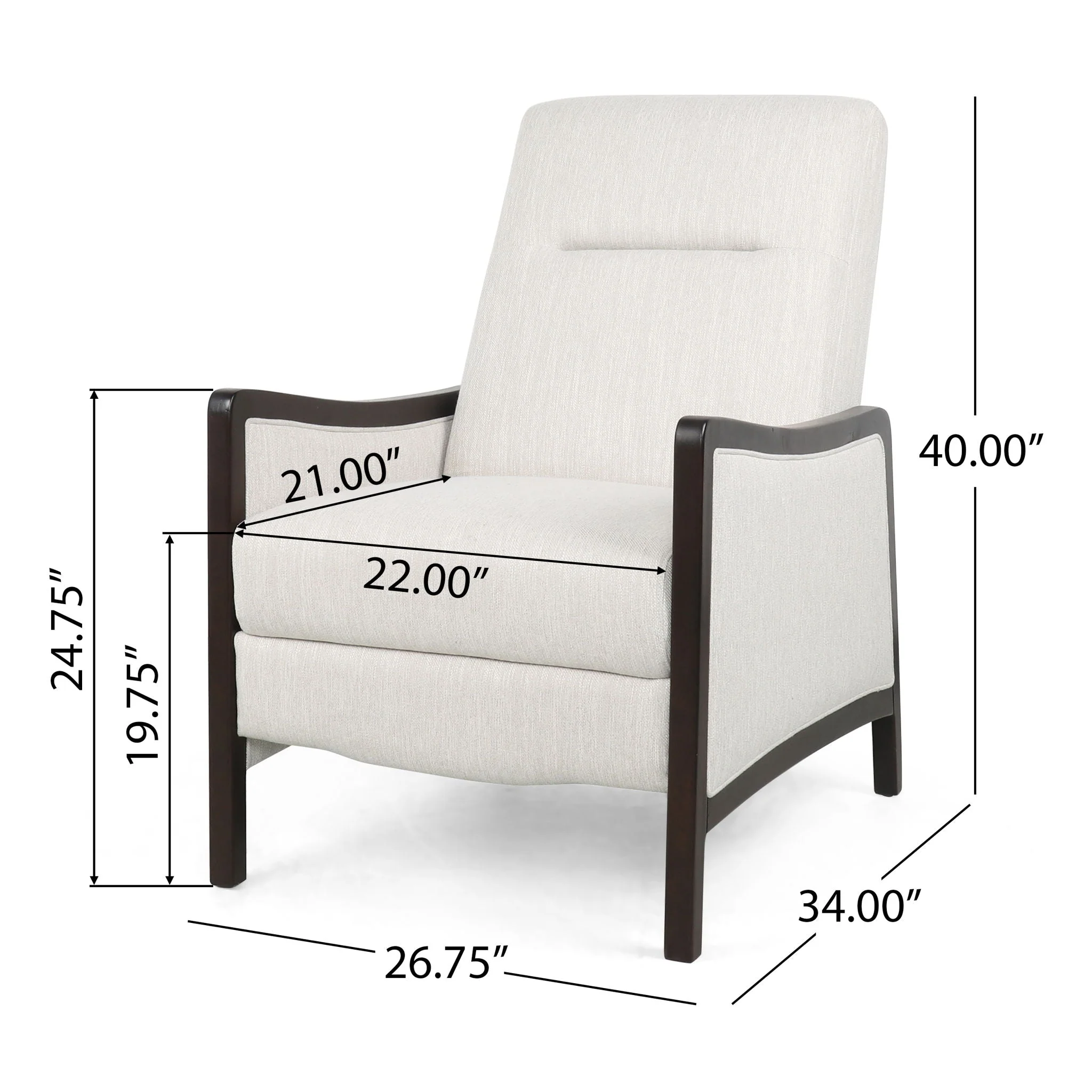 Drury - Contemporary Fabric Upholstered Pushback Recliner - Image 3