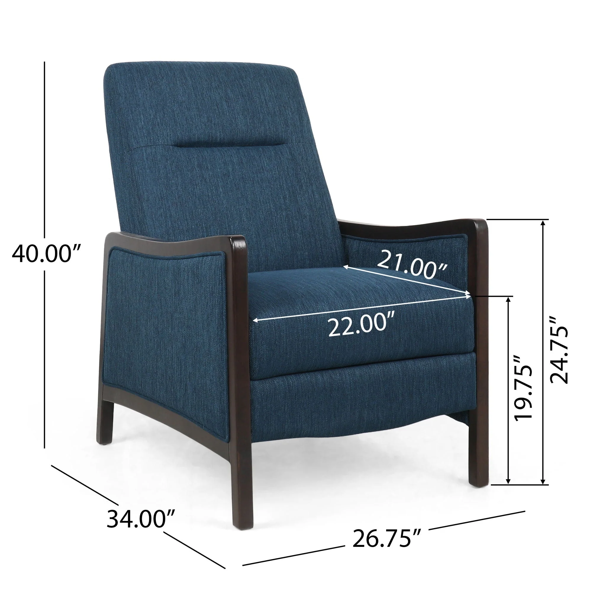 Drury - Contemporary Fabric Upholstered Pushback Recliner - Image 4