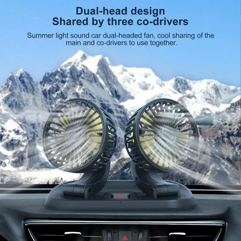 Dual Head Car Cooling Fan 12V/24V 3-Speed with Remote - Image 5
