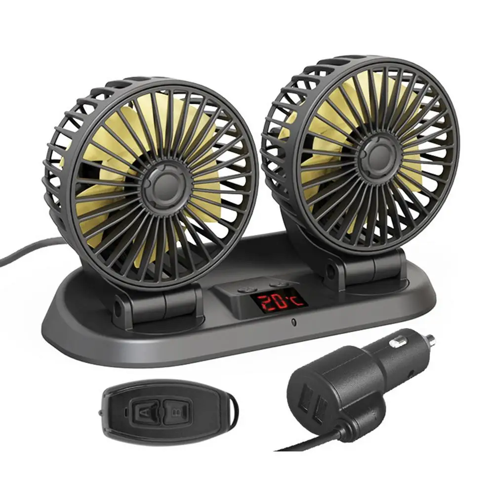 Dual Head Car Cooling Fan 12V/24V 3-Speed with Remote - Image 8