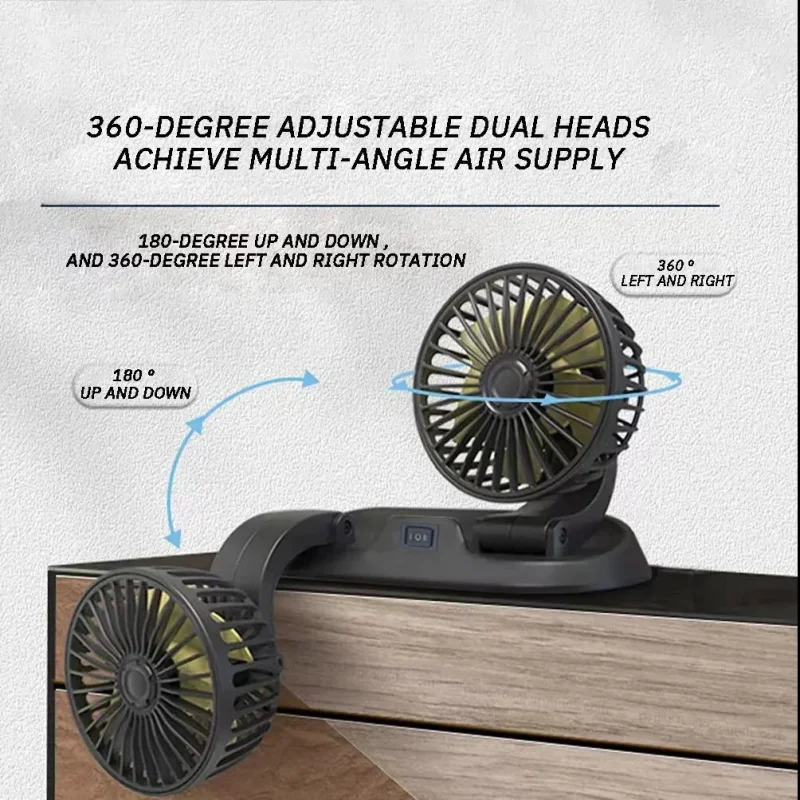 Dual Head Car Cooling Fan 2-Speed USB 5V 12V 24V - Image 6