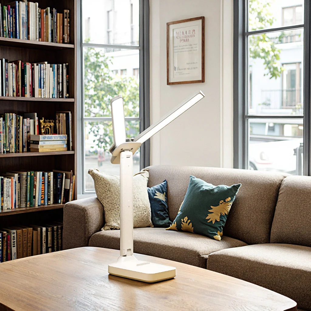 Dual Head LED Desk Lamp USB Rechargeable Foldable Dimmable Reading Light Study - Image 3