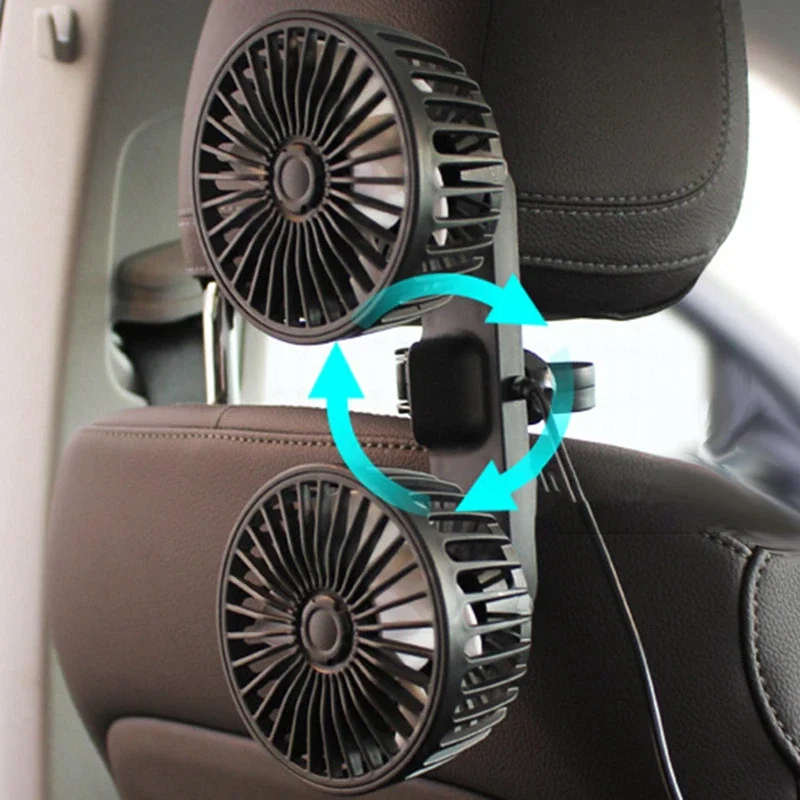 Dual Head USB Car Fan 3-Speed 360° Adjustable Portable - Image 5