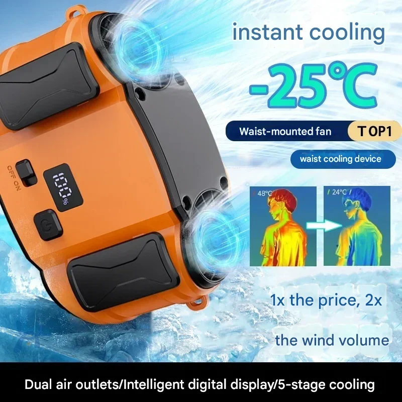 Dual Outlet Waist Fan Portable Hands Free Cooling Fan - Image 4