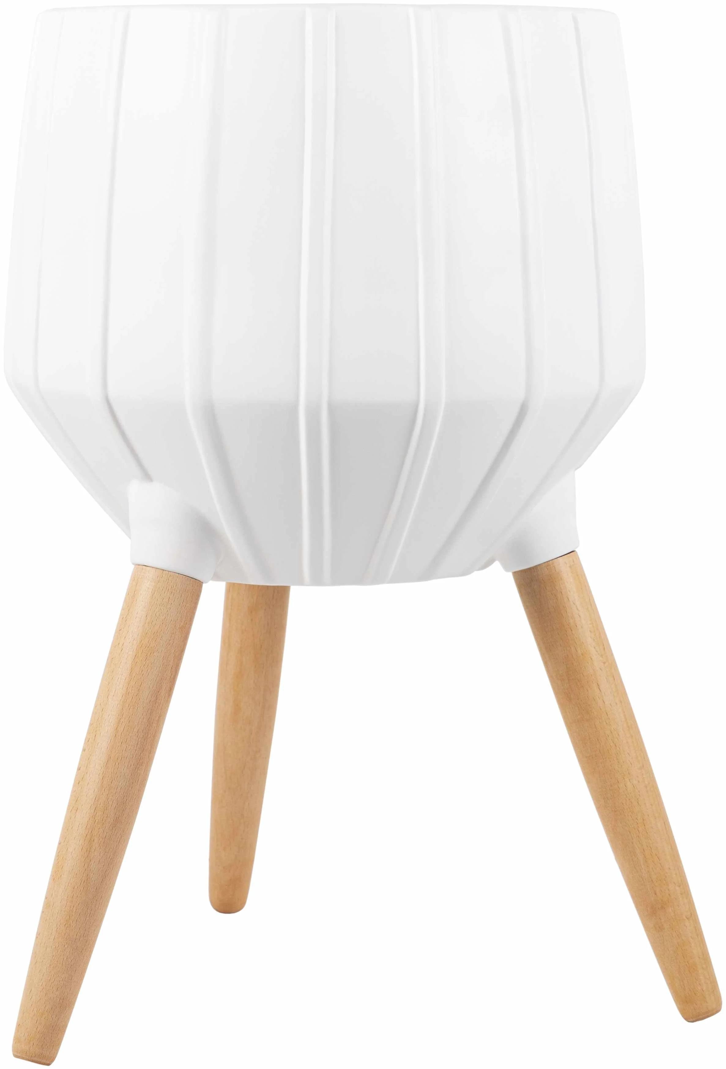 Dunguan White Ribbed Wood Planter - Image 8