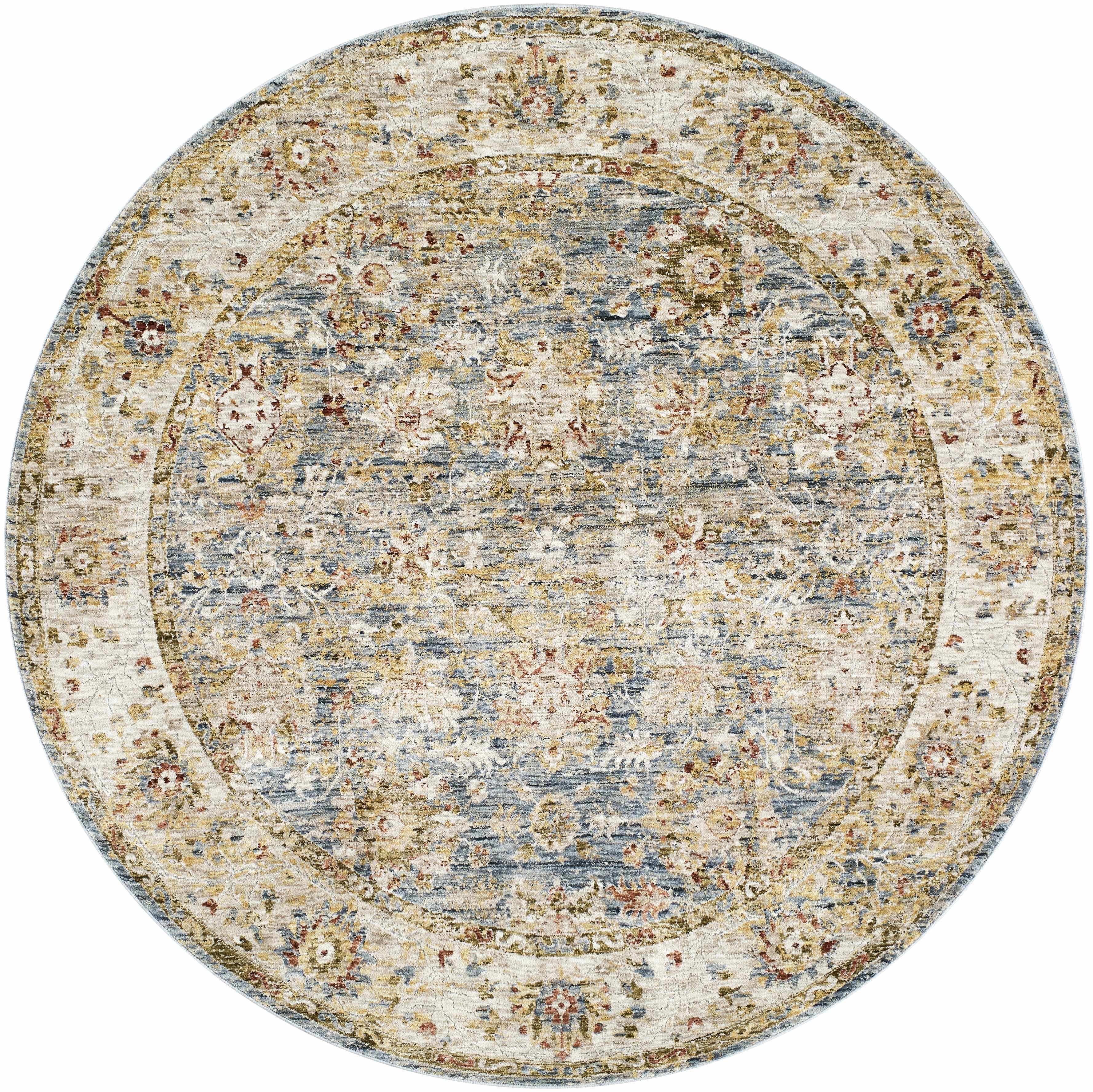 Duong Beige & Blue Textured Rug with Fringes - Image 9