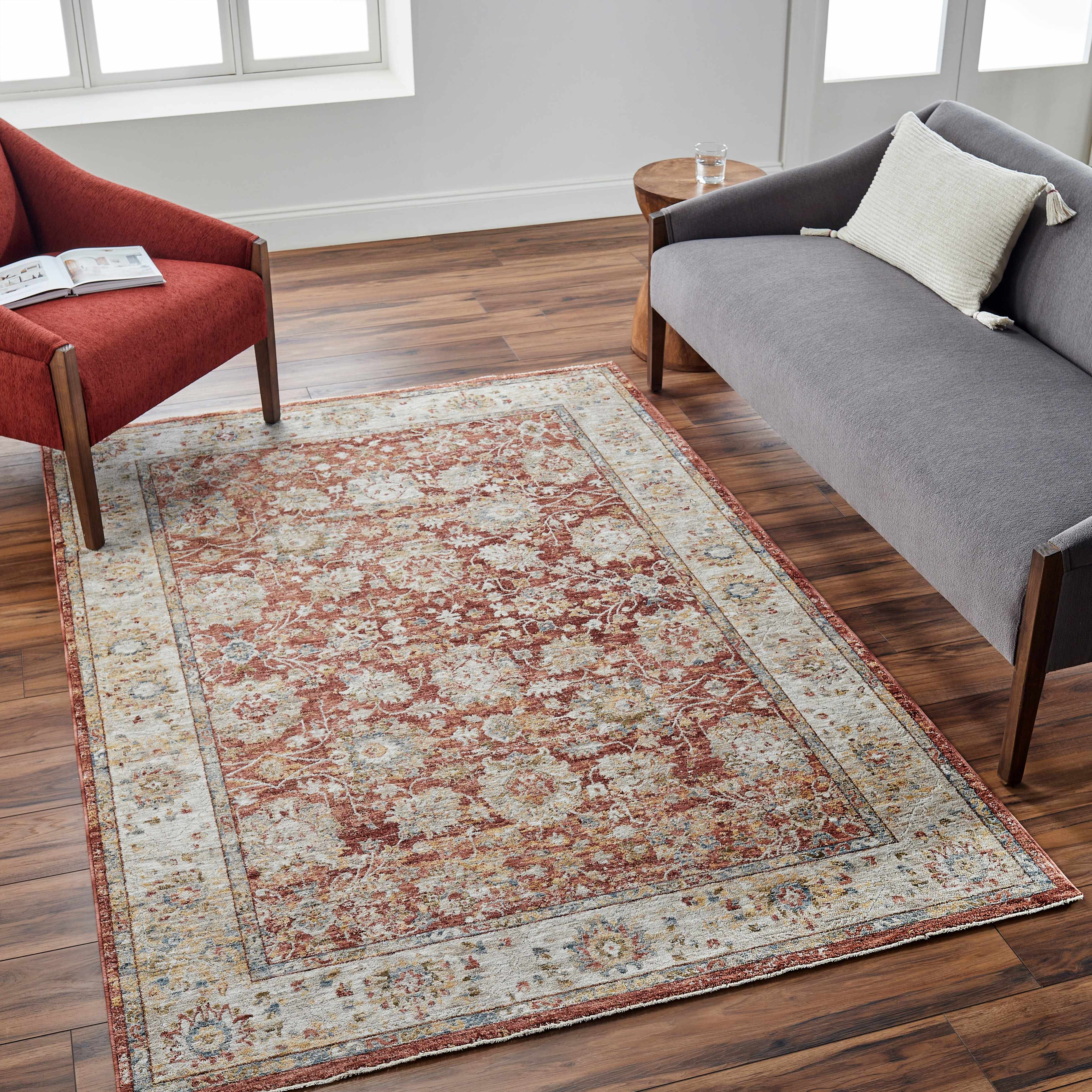 Duong Rust Textured Rug with Fringes - Image 2