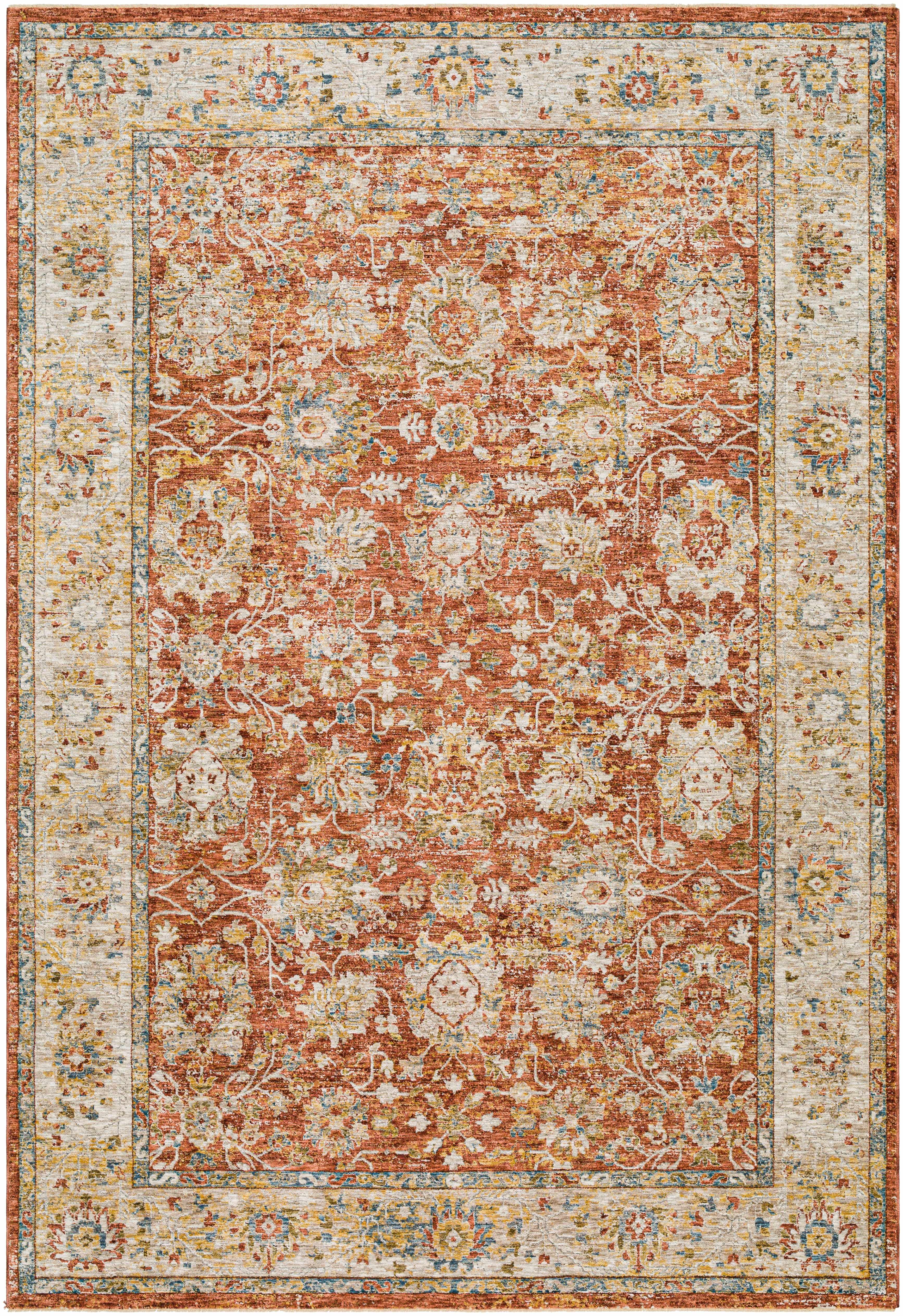 Duong Rust Textured Rug with Fringes - Image 3