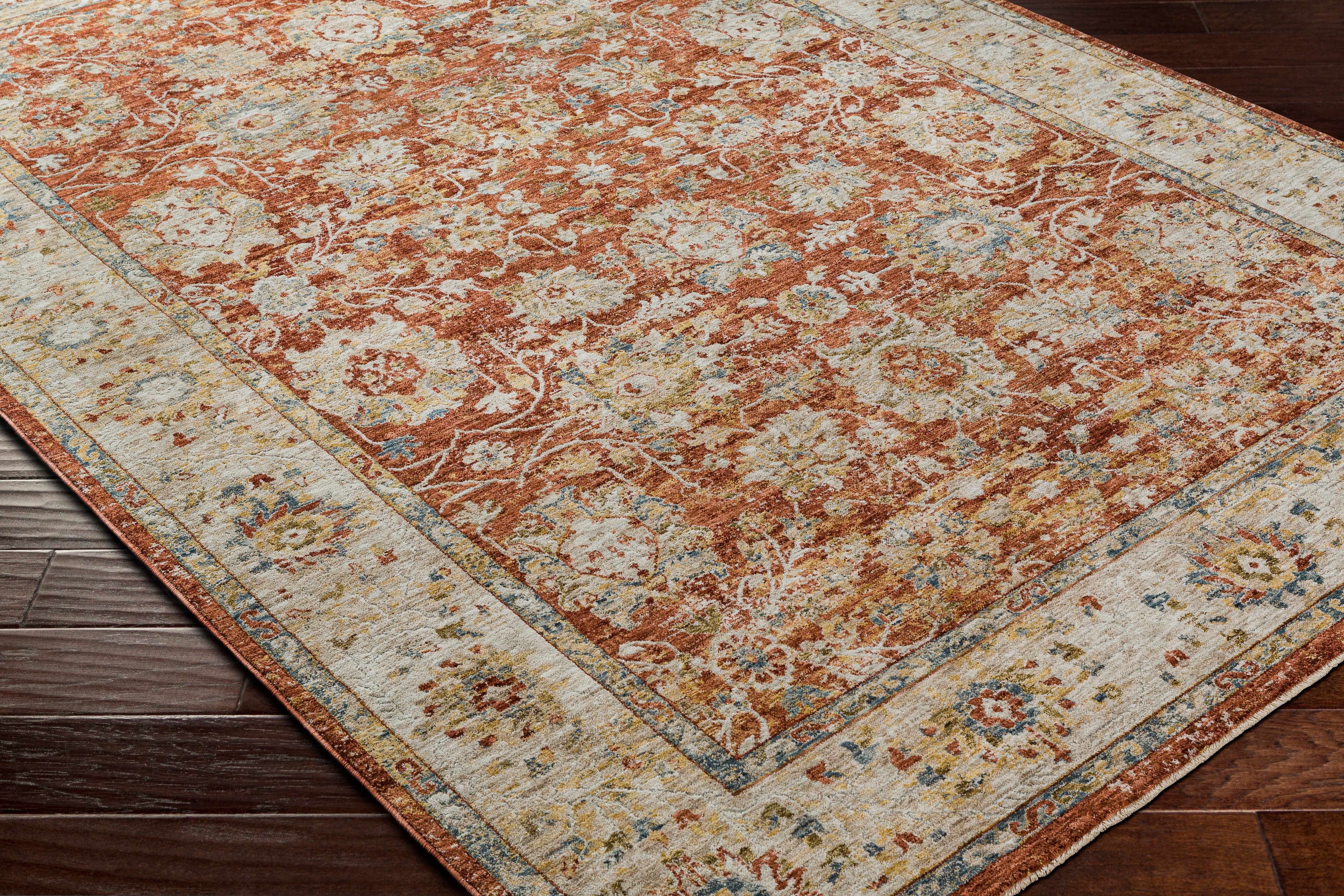 Duong Rust Textured Rug with Fringes - Image 4