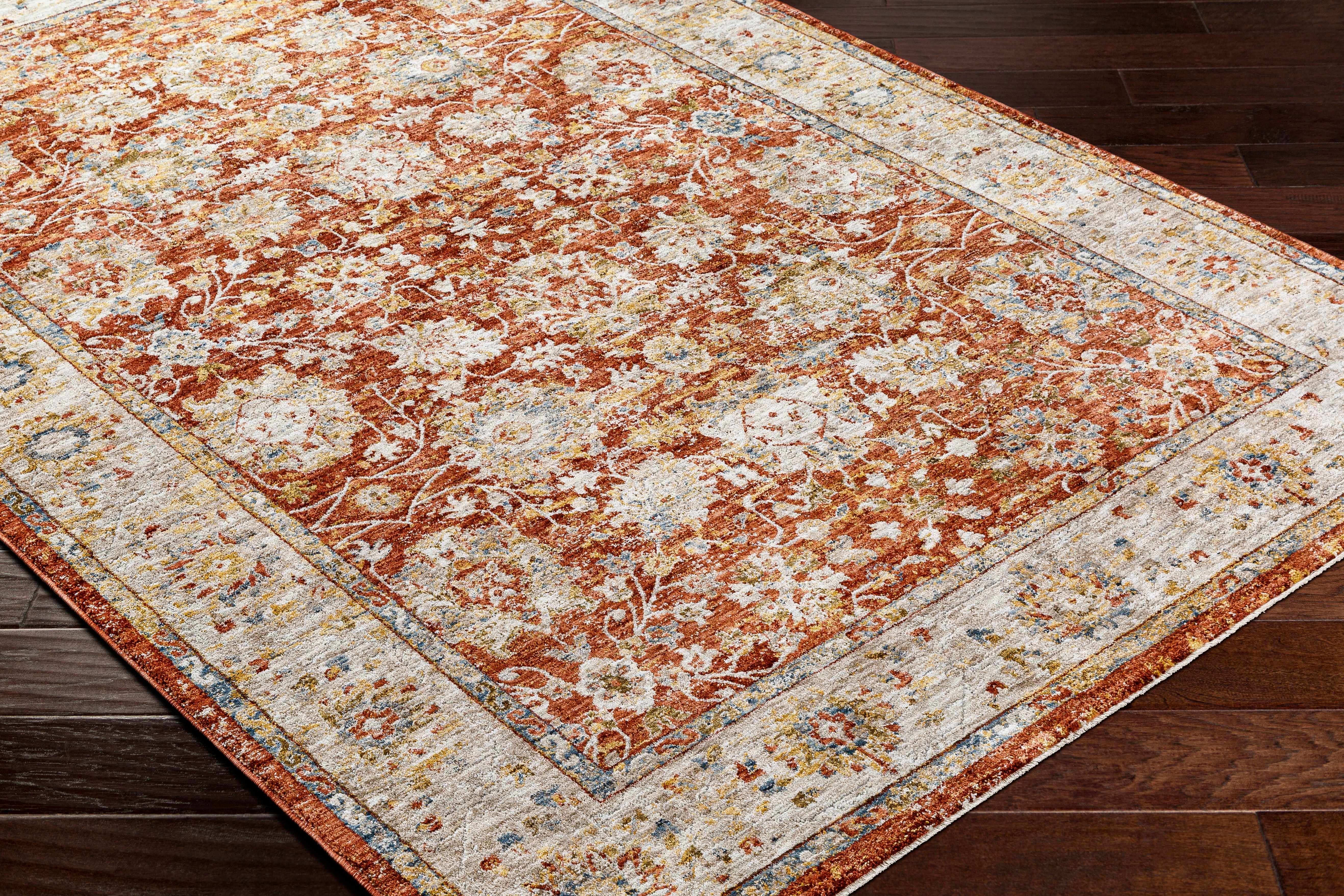 Duong Rust Textured Rug with Fringes - Image 6