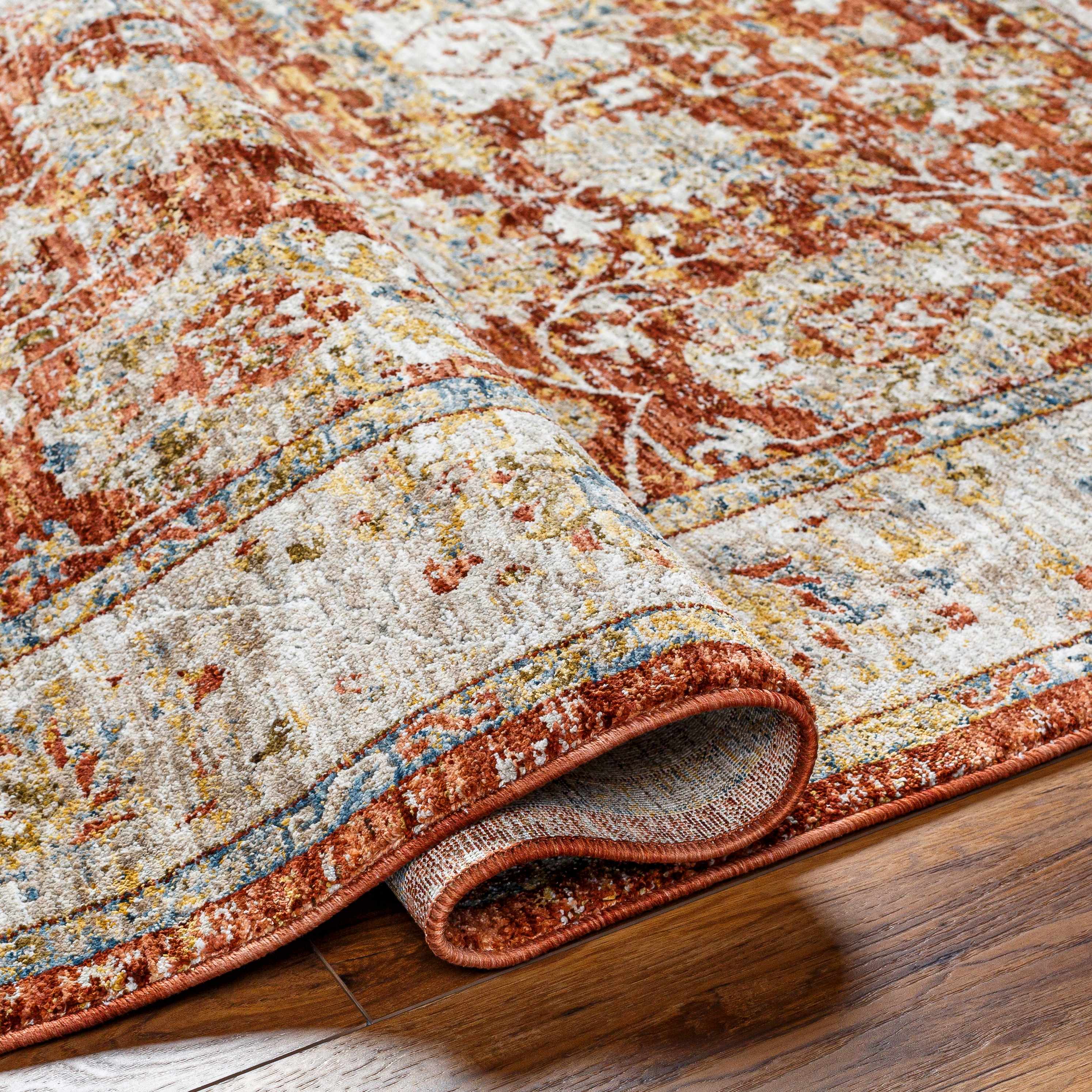 Duong Rust Textured Rug with Fringes - Image 7