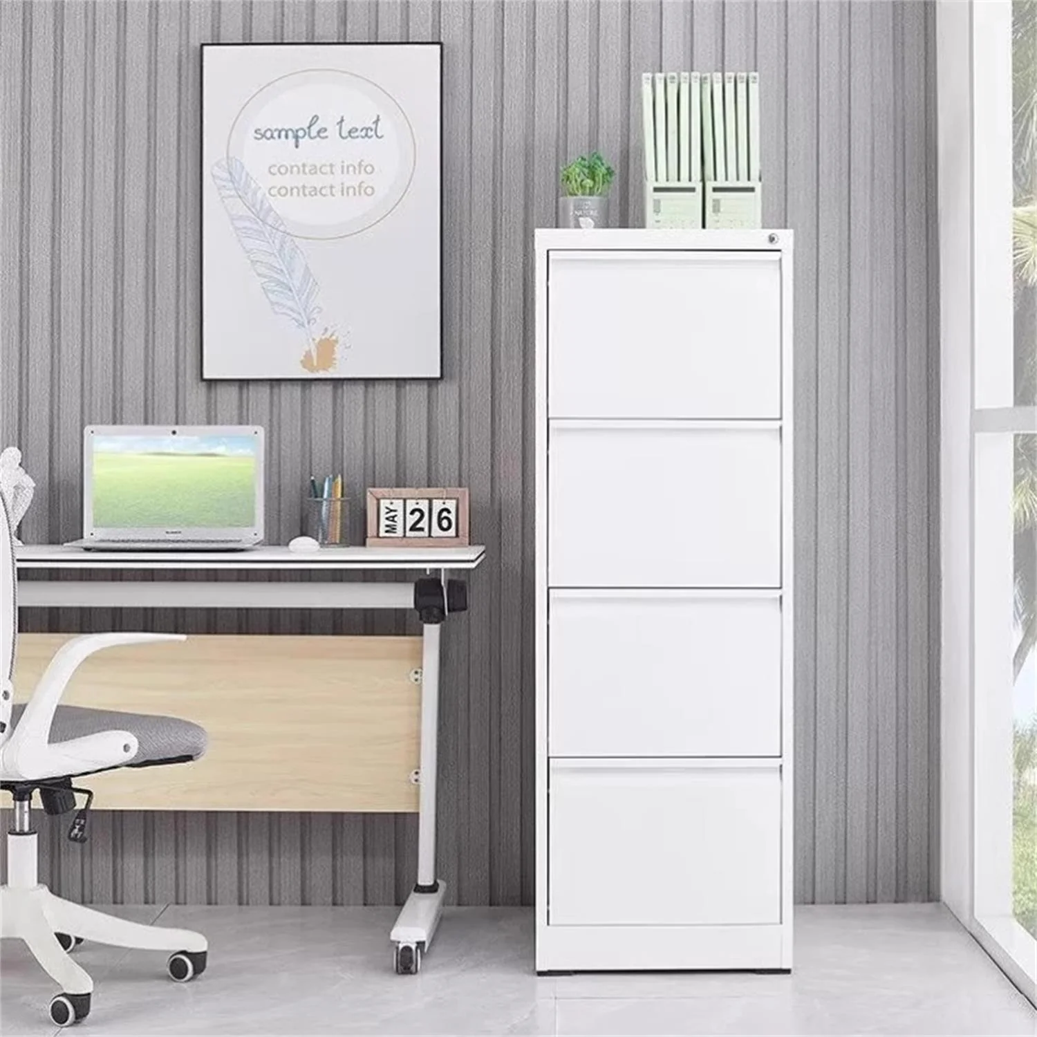 Durable Metal 3 Drawer File Cabinet With Lock For Office Storage - Image 10