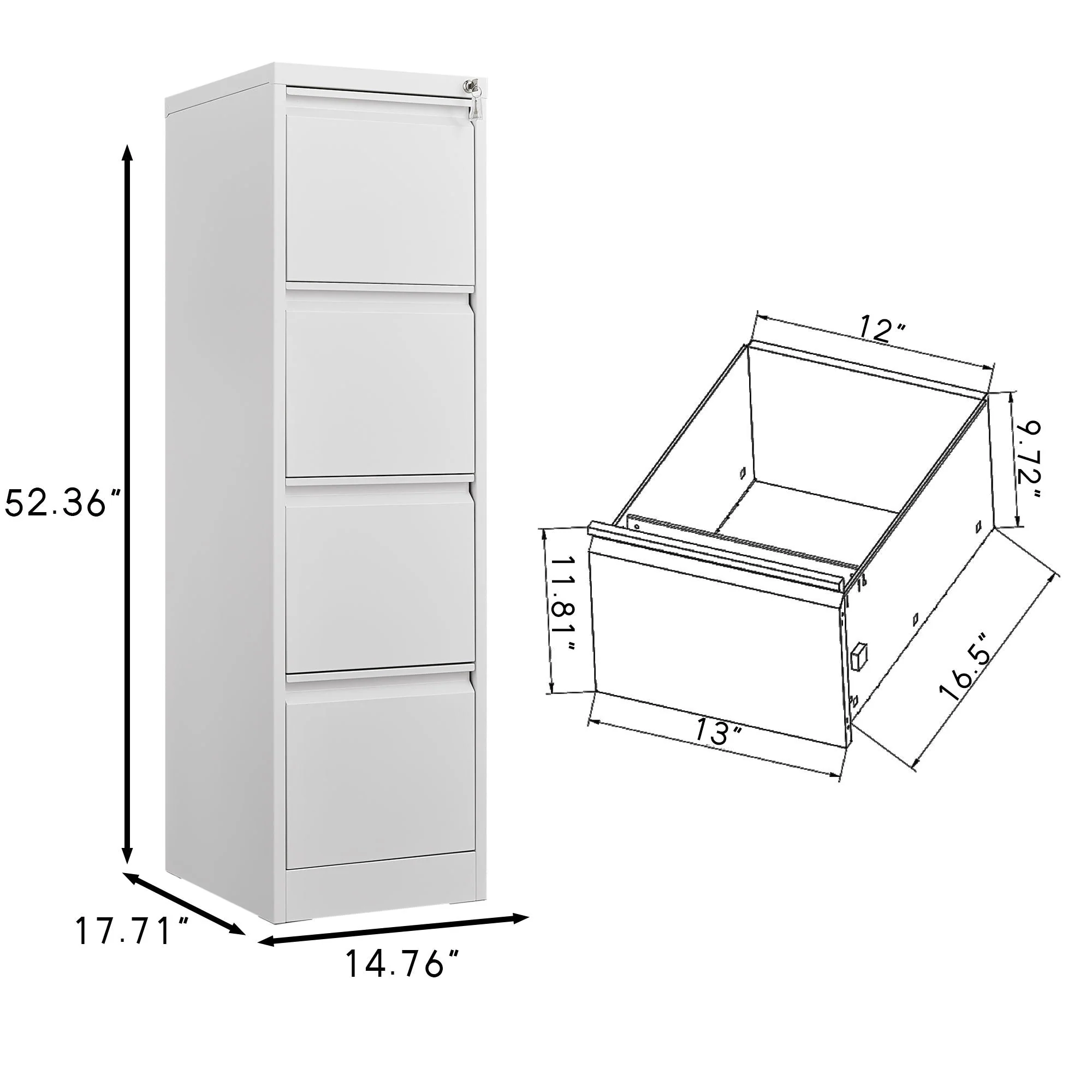 Durable Metal 3 Drawer File Cabinet With Lock For Office Storage - Image 11