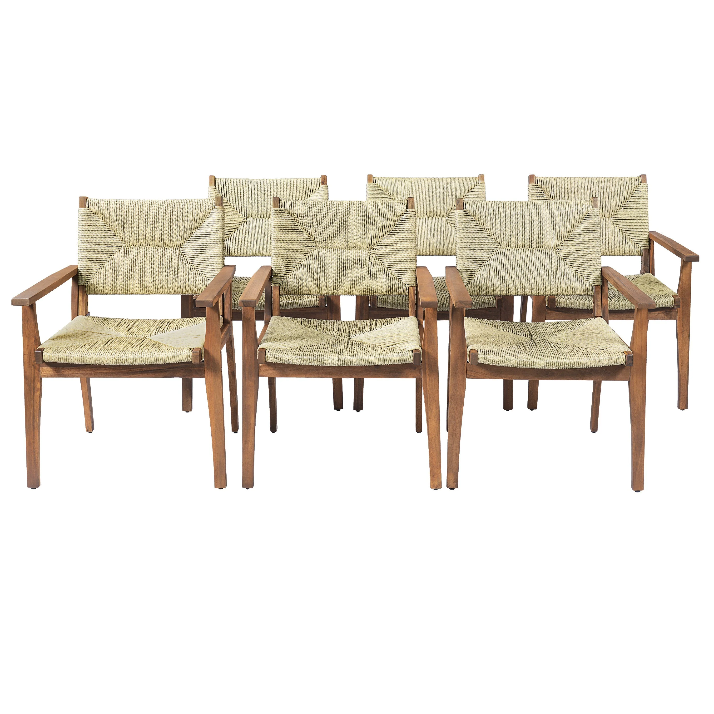 Durable Outdoor Dining Chair with Acacia Wood Frame and Wicker Seat - Image 10