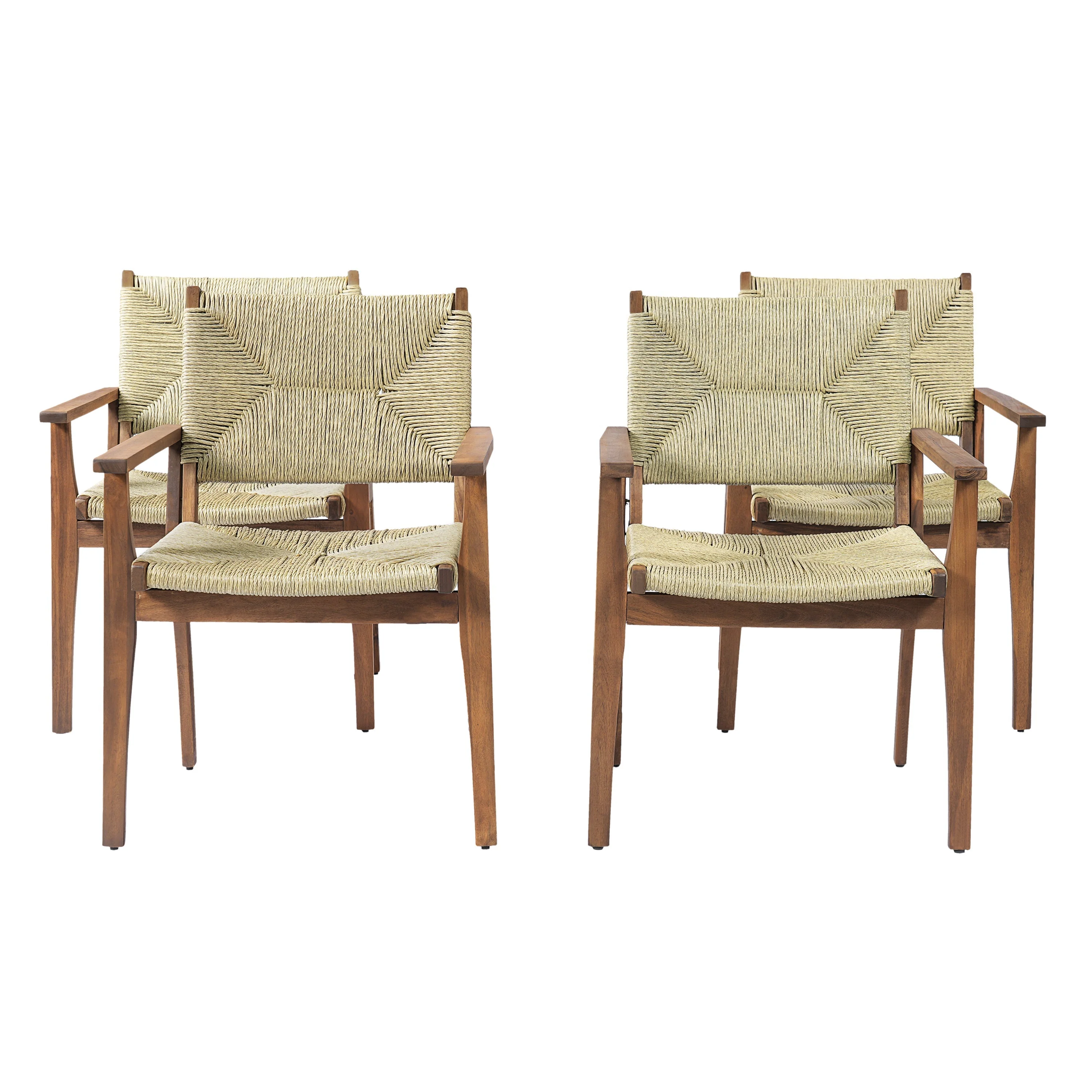Durable Outdoor Dining Chair with Acacia Wood Frame and Wicker Seat - Image 11