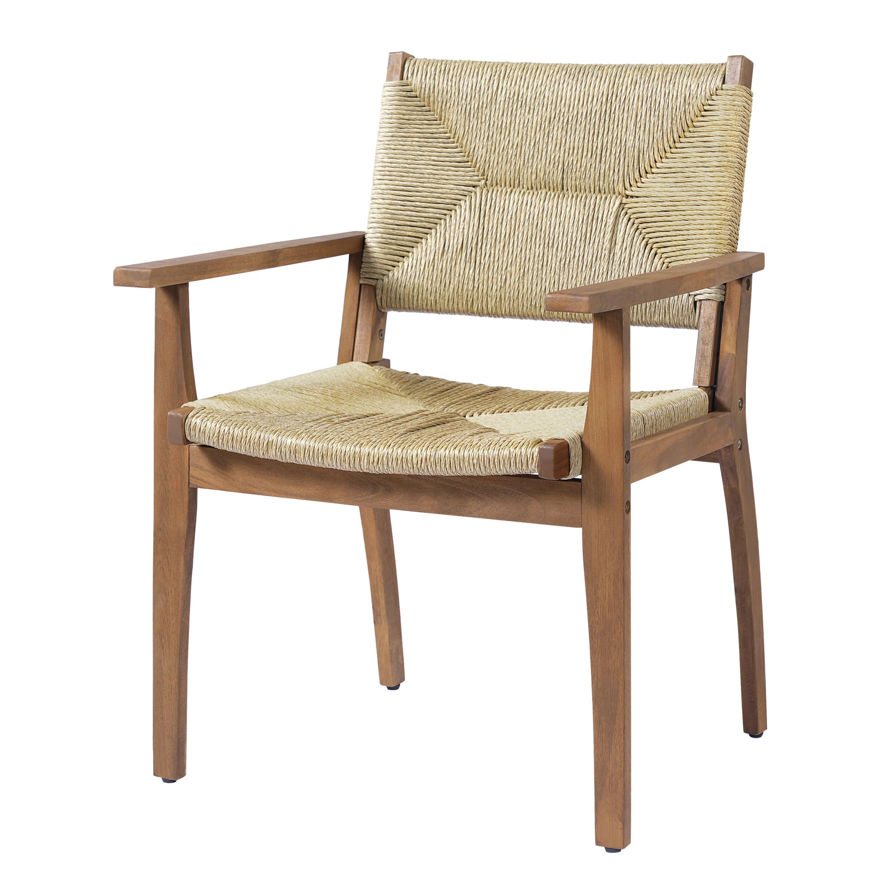 Durable Outdoor Dining Chair with Acacia Wood Frame and Wicker Seat - Image 12