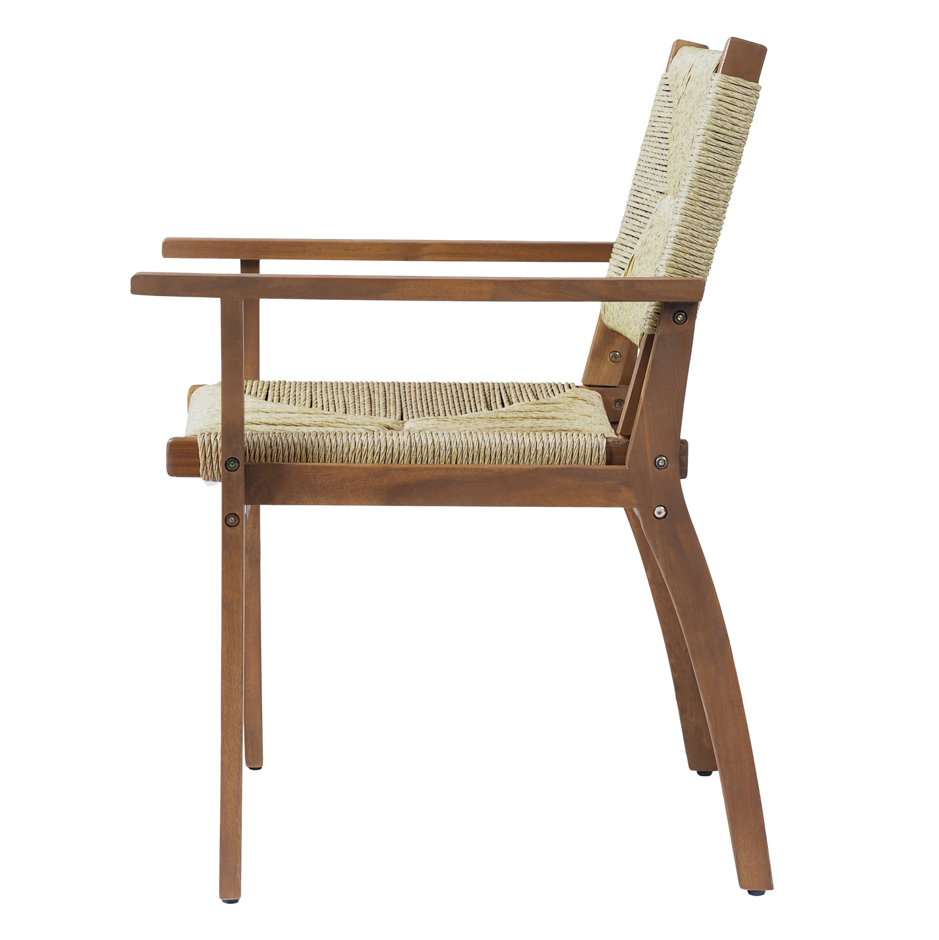 Durable Outdoor Dining Chair with Acacia Wood Frame and Wicker Seat - Image 13