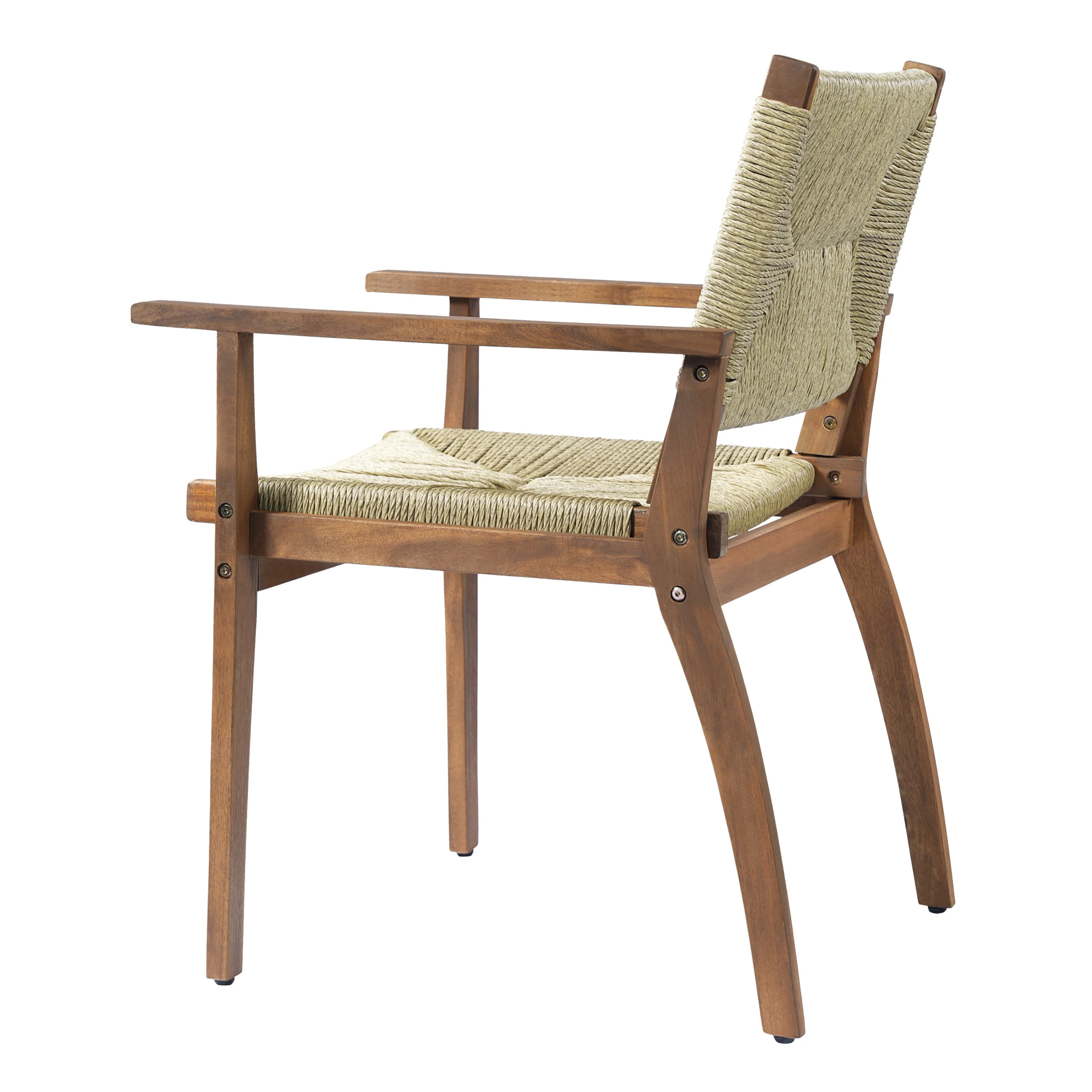 Durable Outdoor Dining Chair with Acacia Wood Frame and Wicker Seat - Image 14