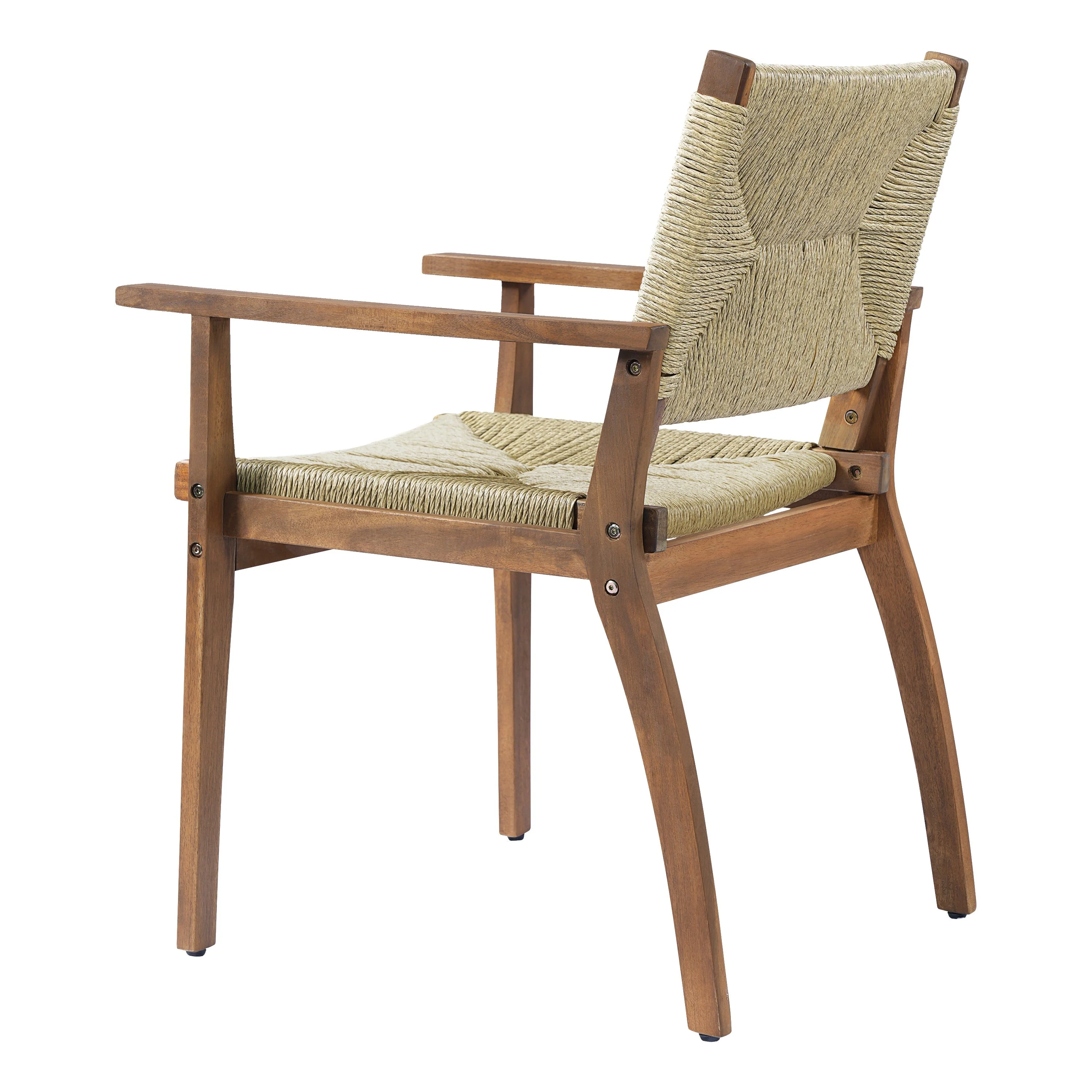 Durable Outdoor Dining Chair with Acacia Wood Frame and Wicker Seat - Image 15