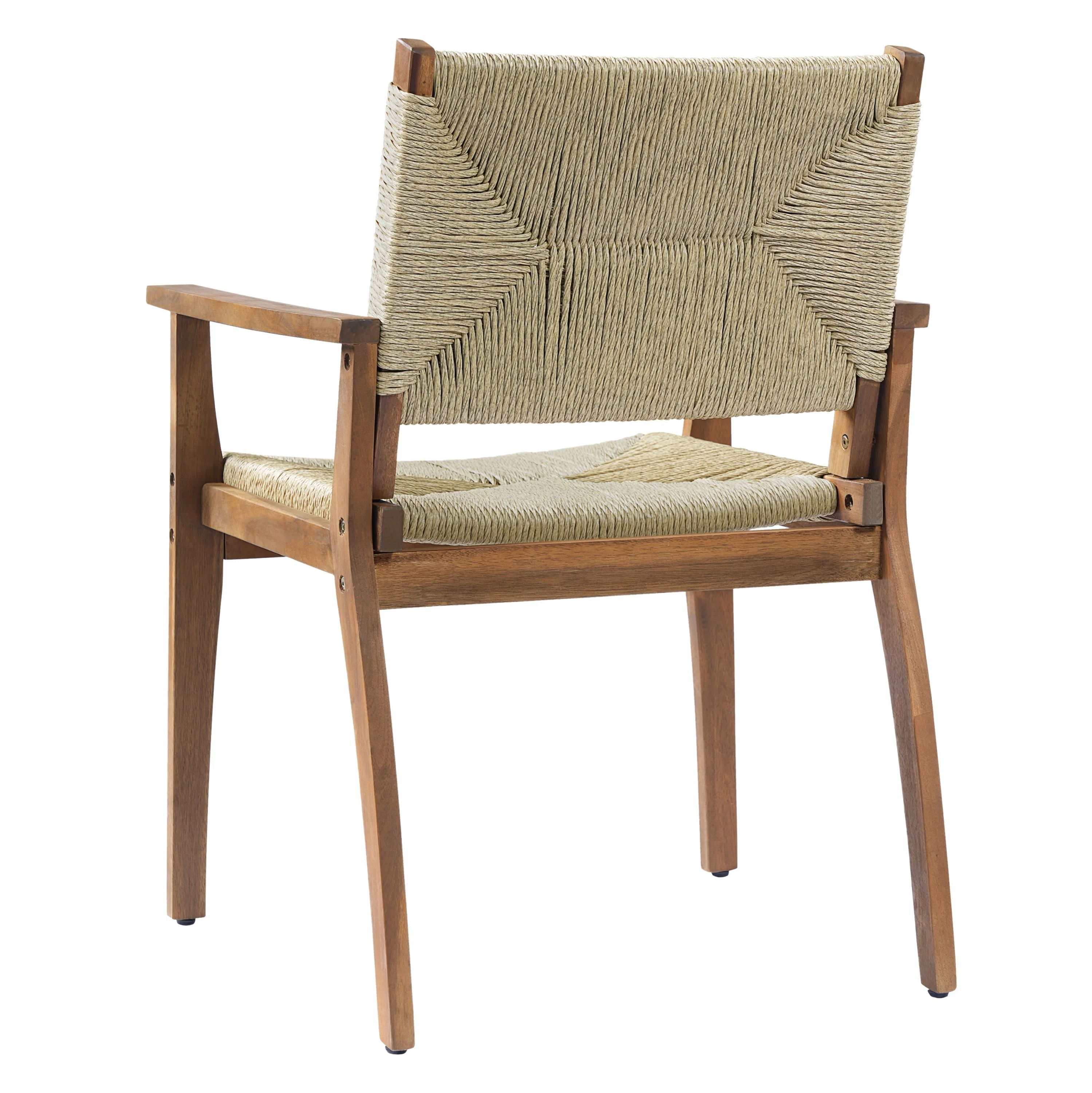Durable Outdoor Dining Chair with Acacia Wood Frame and Wicker Seat - Image 16