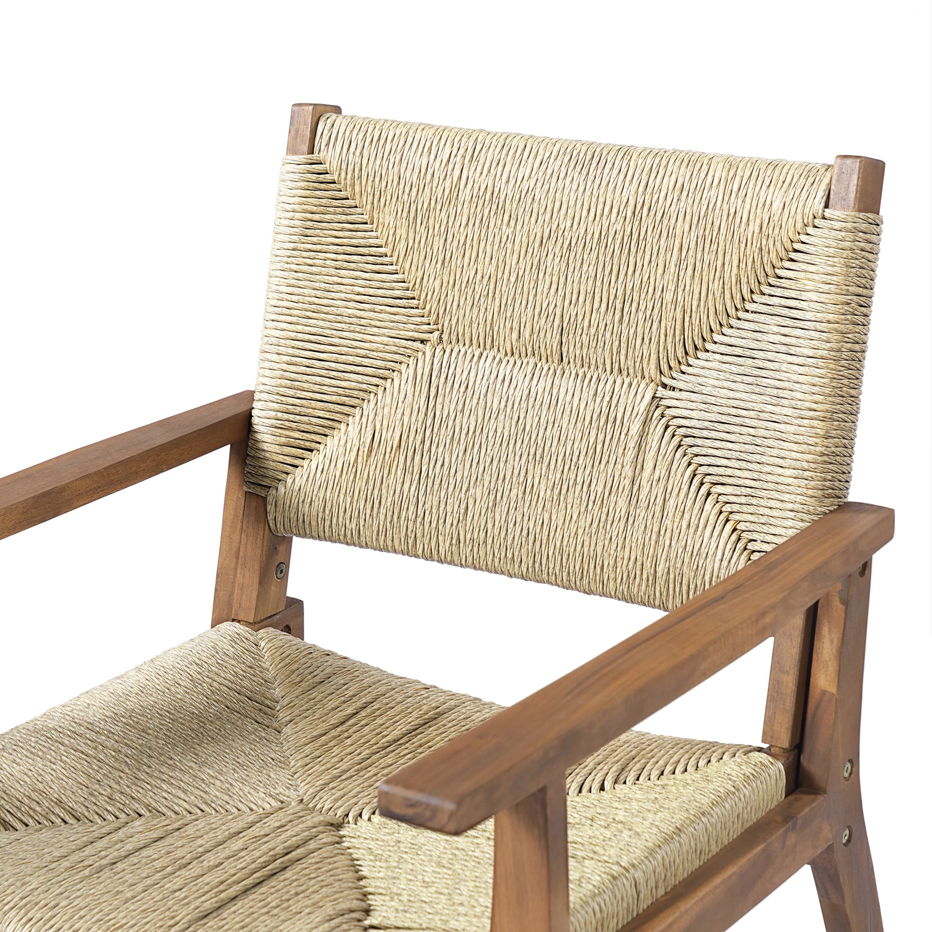 Durable Outdoor Dining Chair with Acacia Wood Frame and Wicker Seat - Image 19