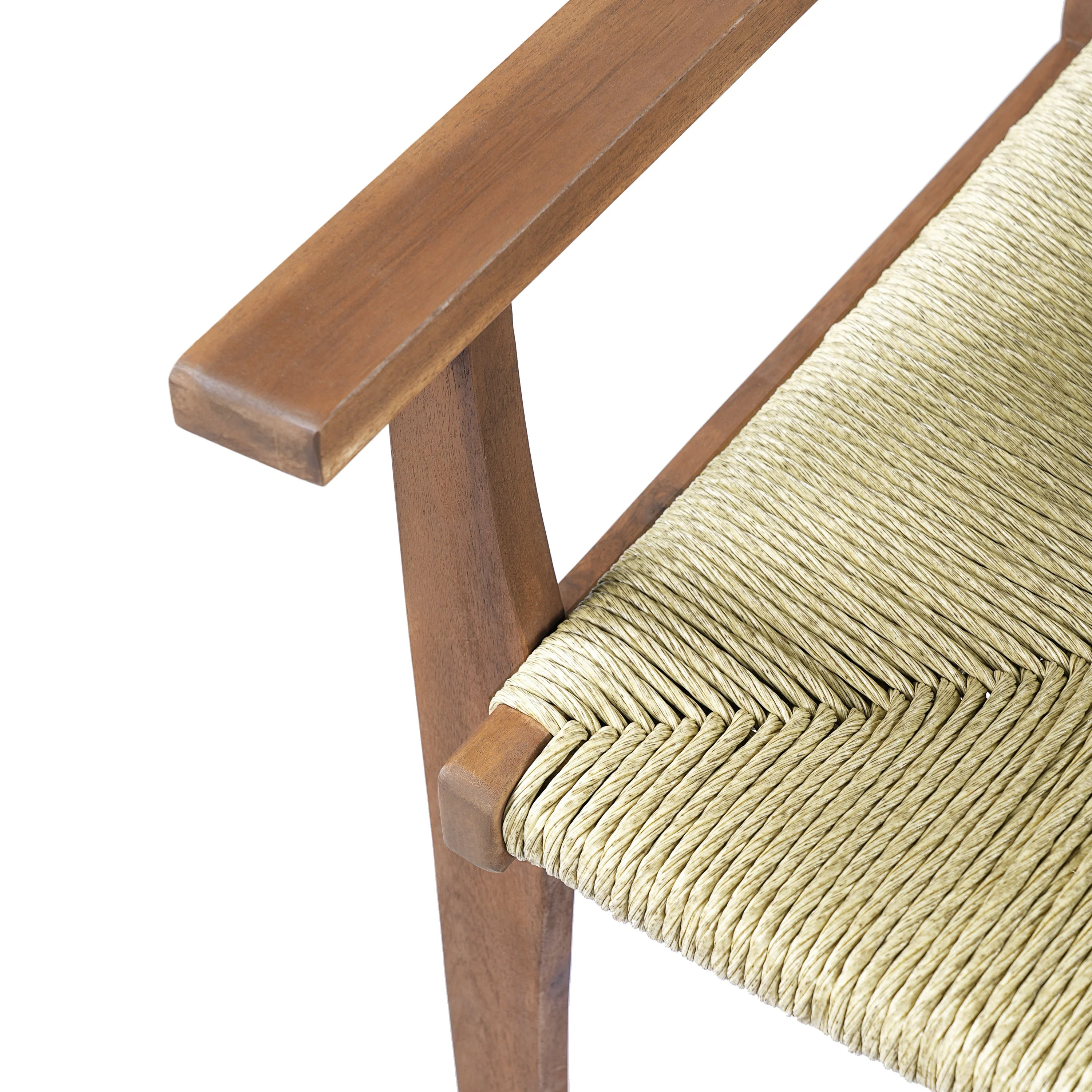 Durable Outdoor Dining Chair with Acacia Wood Frame and Wicker Seat - Image 20