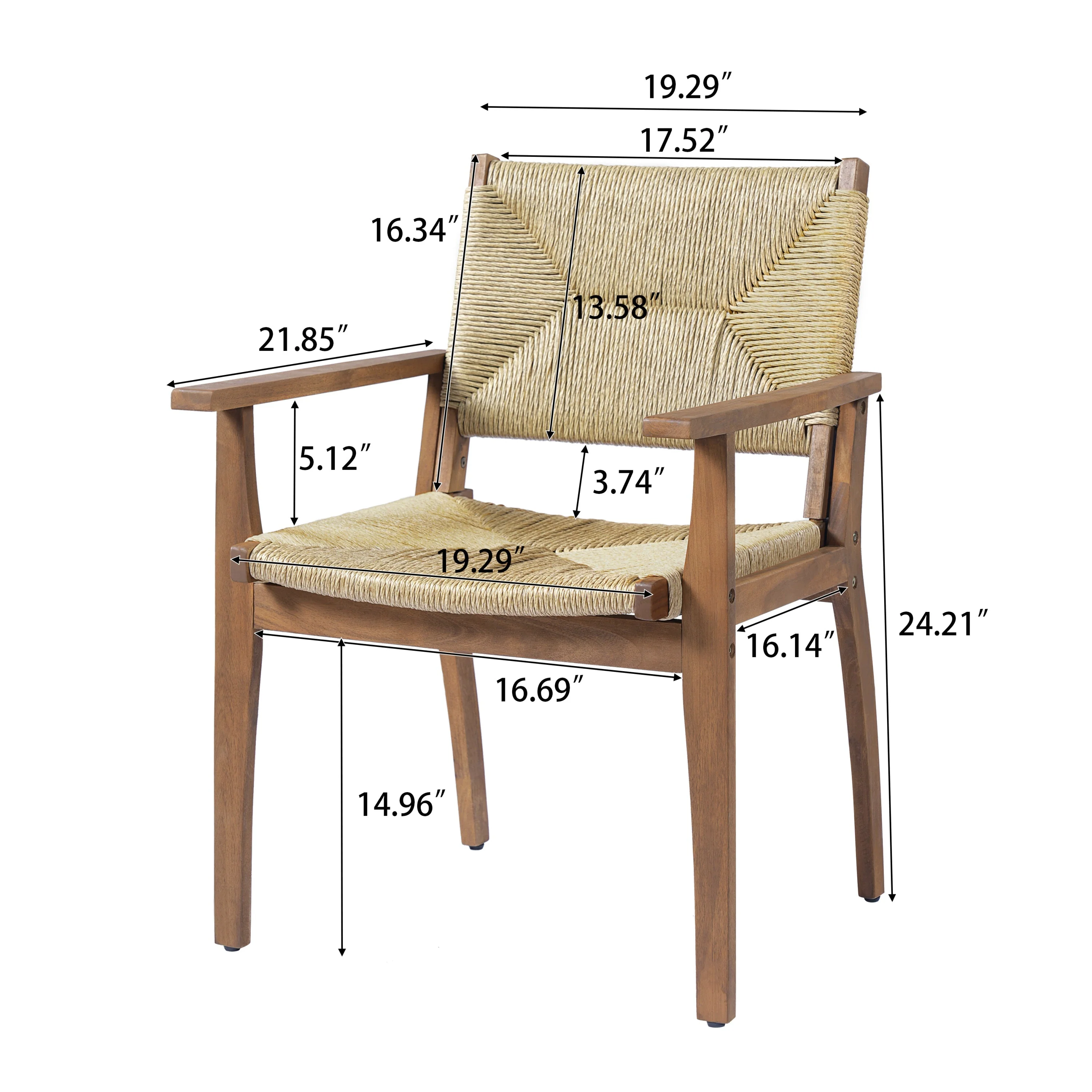 Durable Outdoor Dining Chair with Acacia Wood Frame and Wicker Seat - Image 4