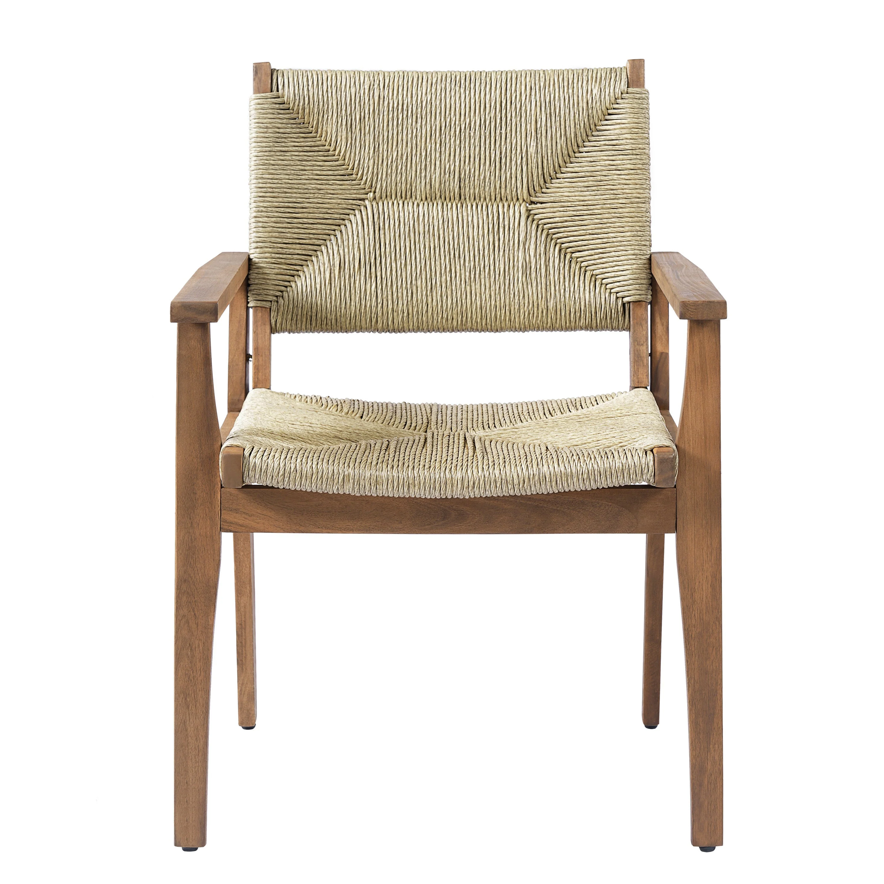 Durable Outdoor Dining Chair with Acacia Wood Frame and Wicker Seat - Image 8