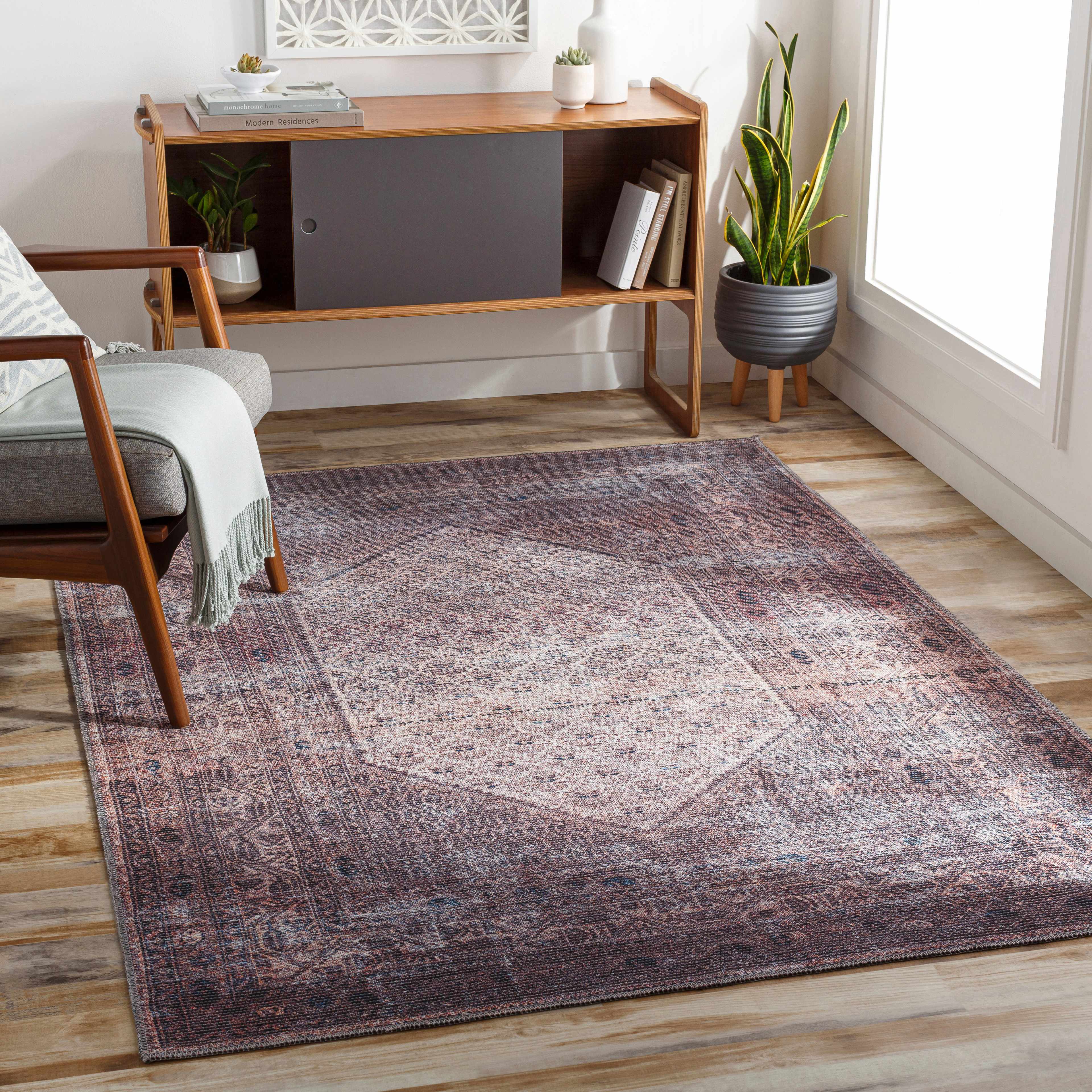Dusty Pink Bagacay Distressed Washable Area Rug - Clearance - Image 2