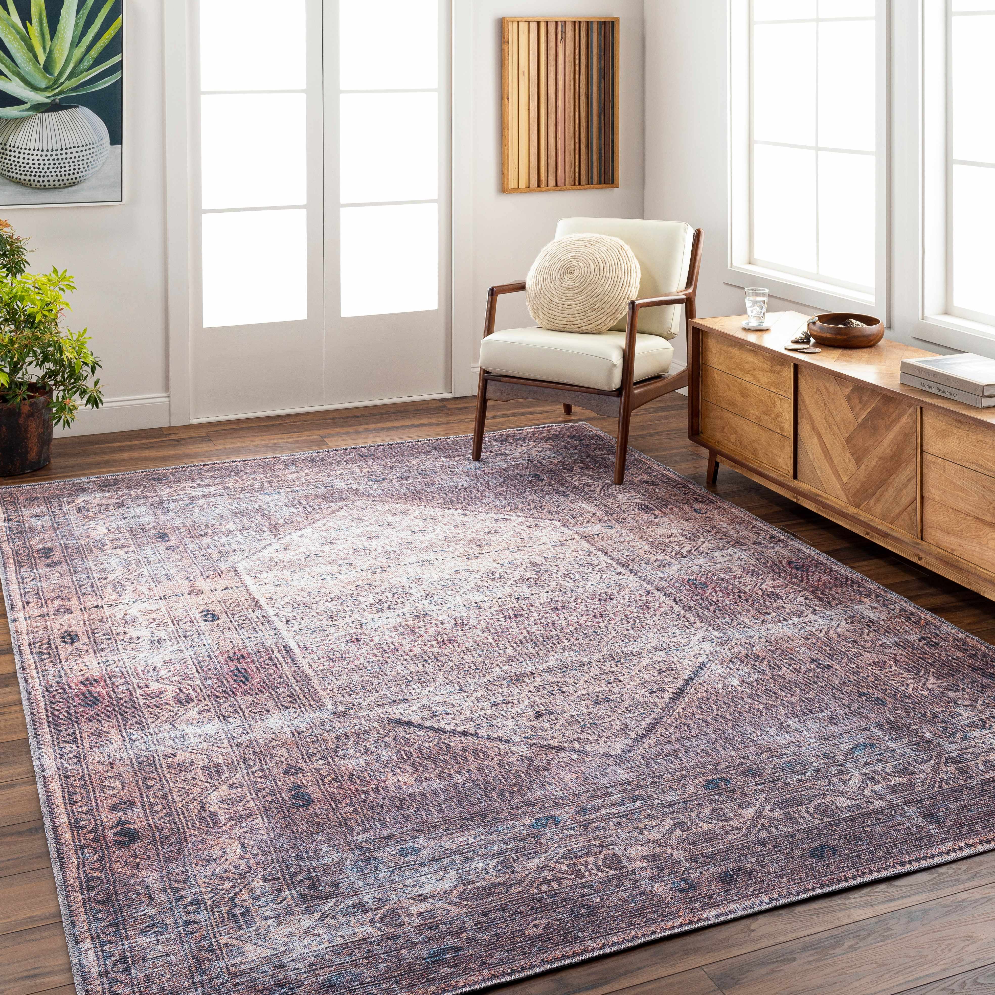 Dusty Pink Bagacay Distressed Washable Area Rug - Clearance - Image 3