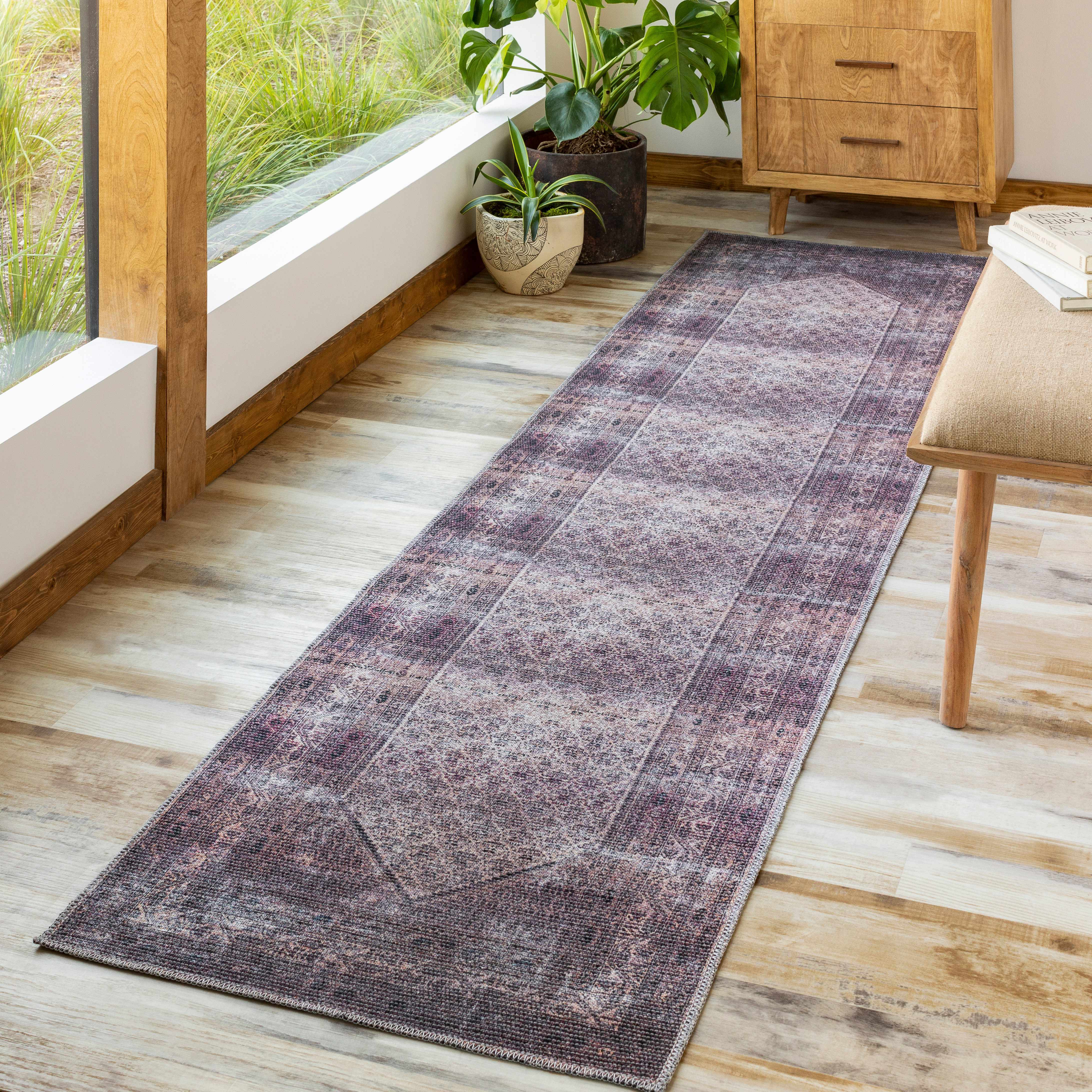 Dusty Pink Bagacay Distressed Washable Area Rug - Clearance - Image 4