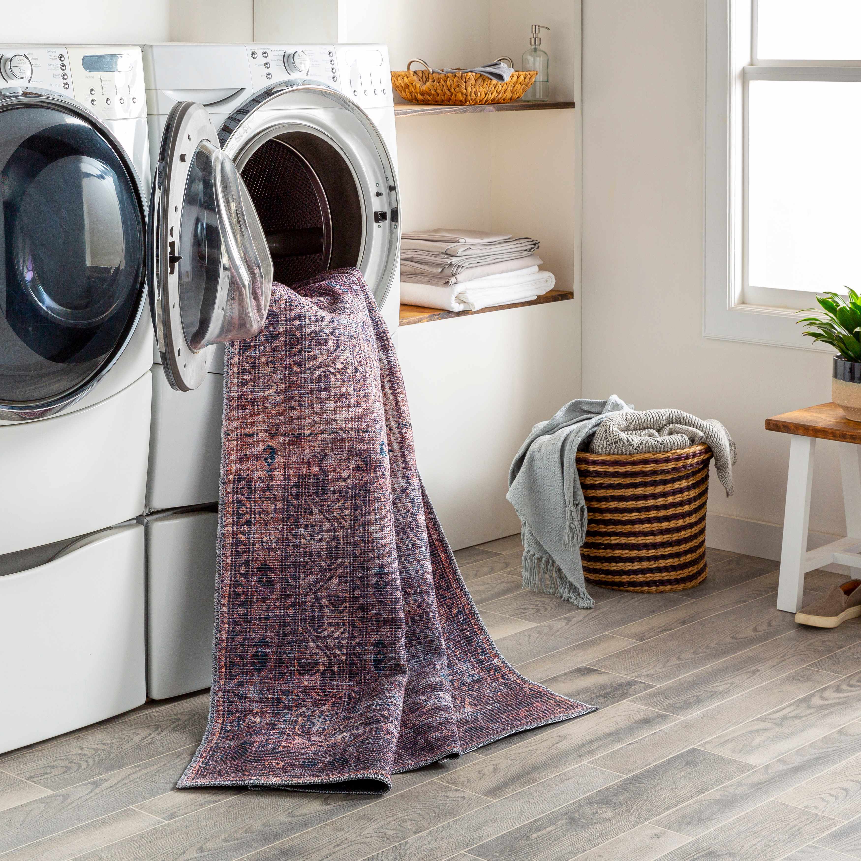 Dusty Pink Bagacay Distressed Washable Area Rug - Clearance - Image 9