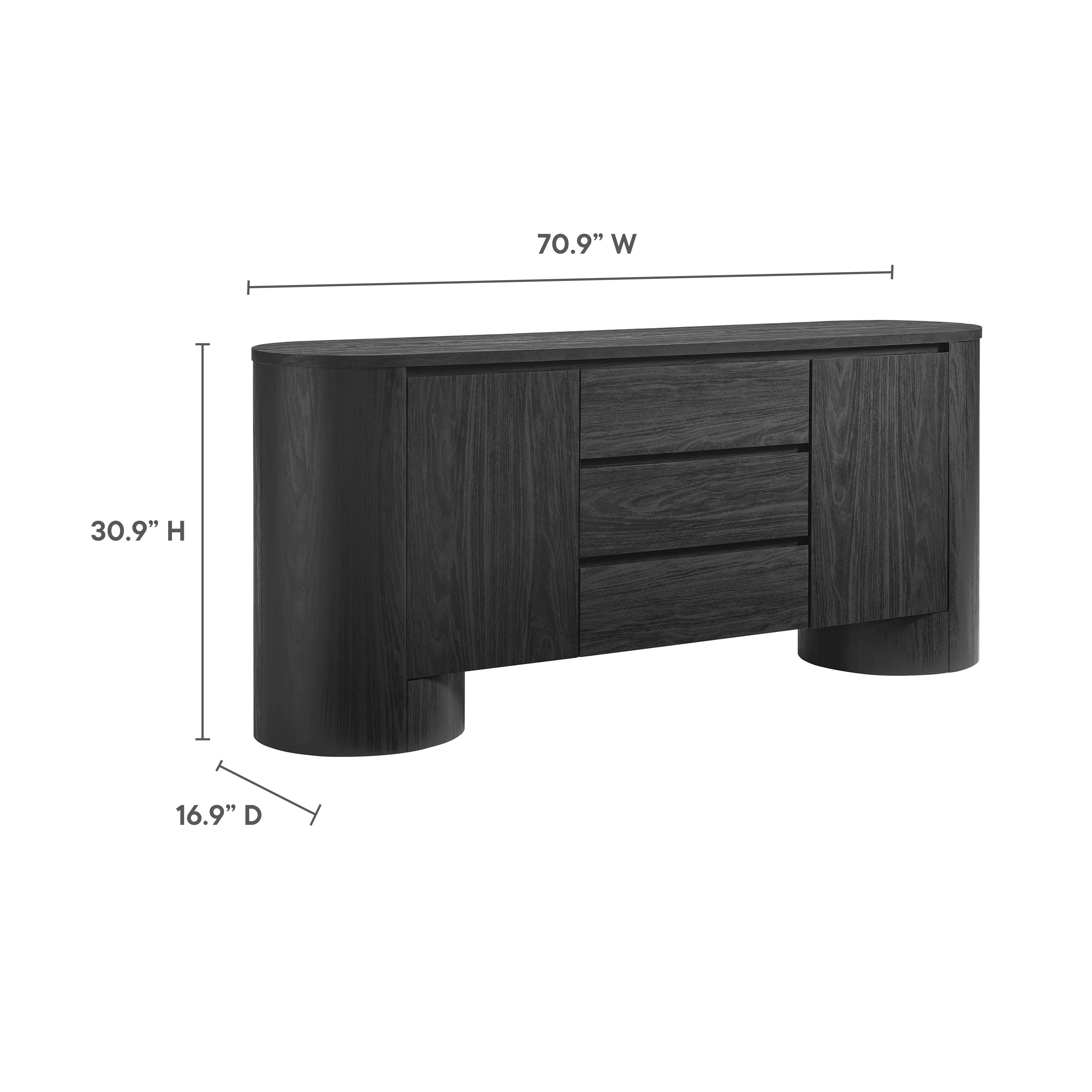 Duval 71" Rounded Sideboard Storage Cabinet by Modway - Image 3