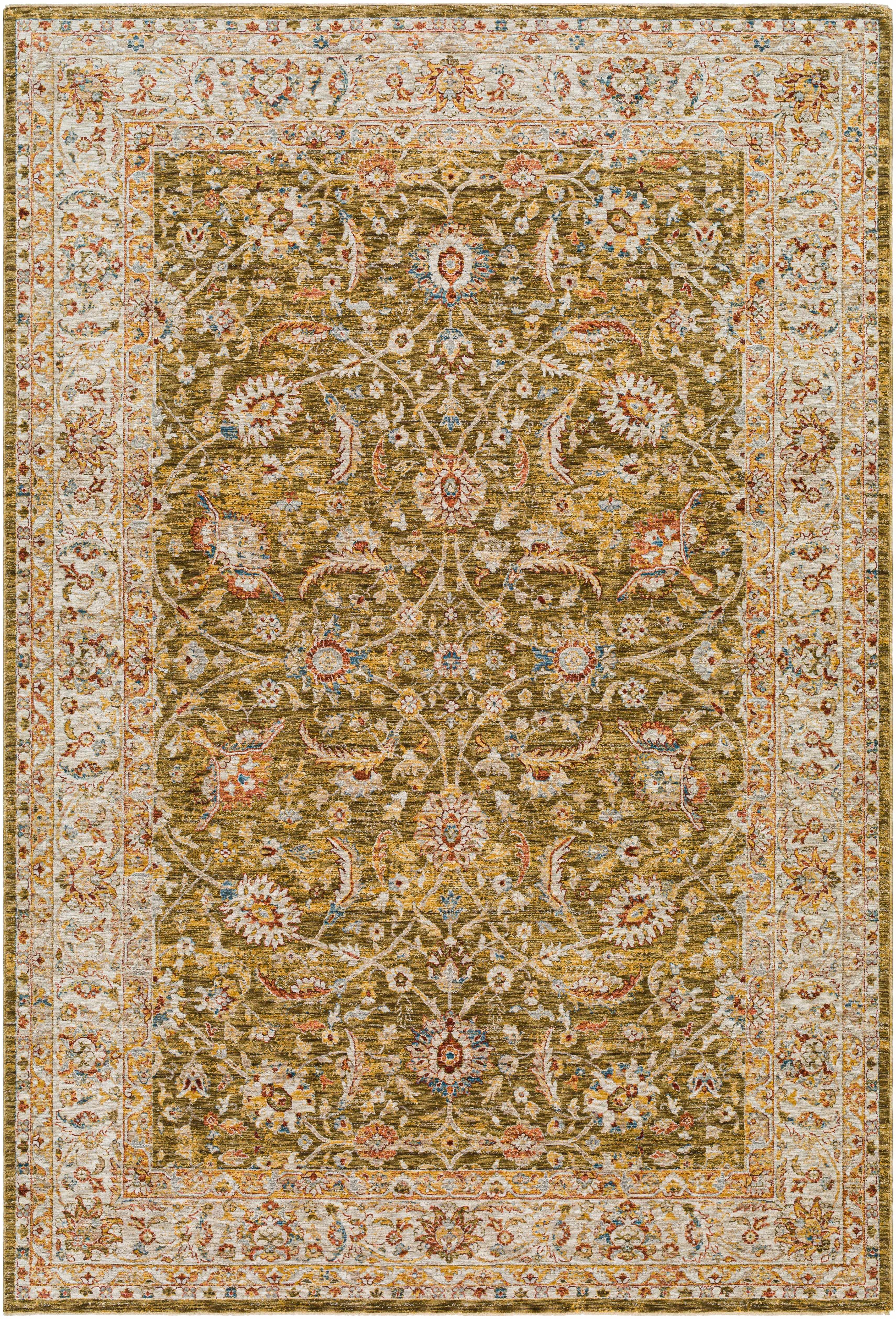 Dyan Green Textured Rug with Fringes - Image 3