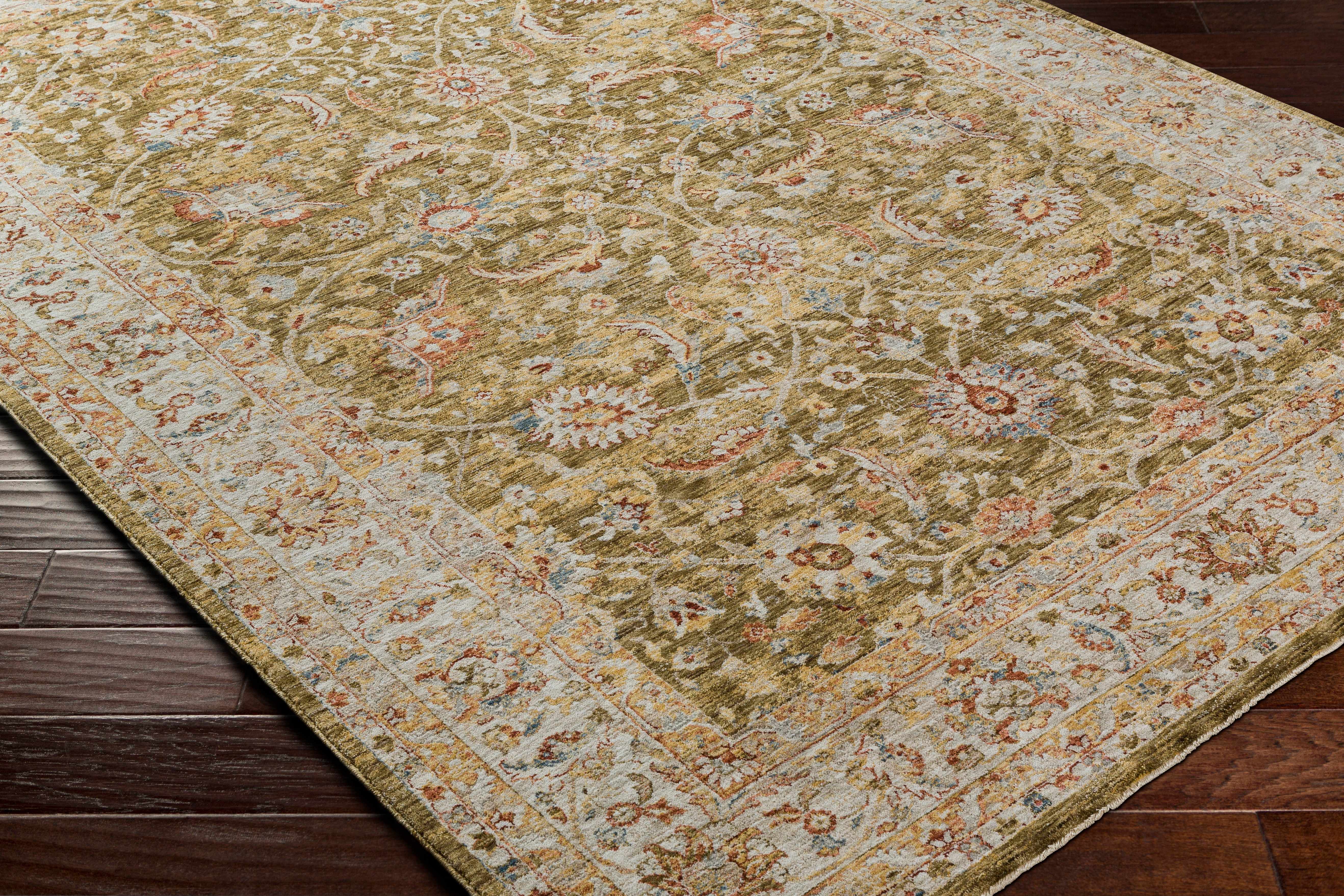 Dyan Green Textured Rug with Fringes - Image 4