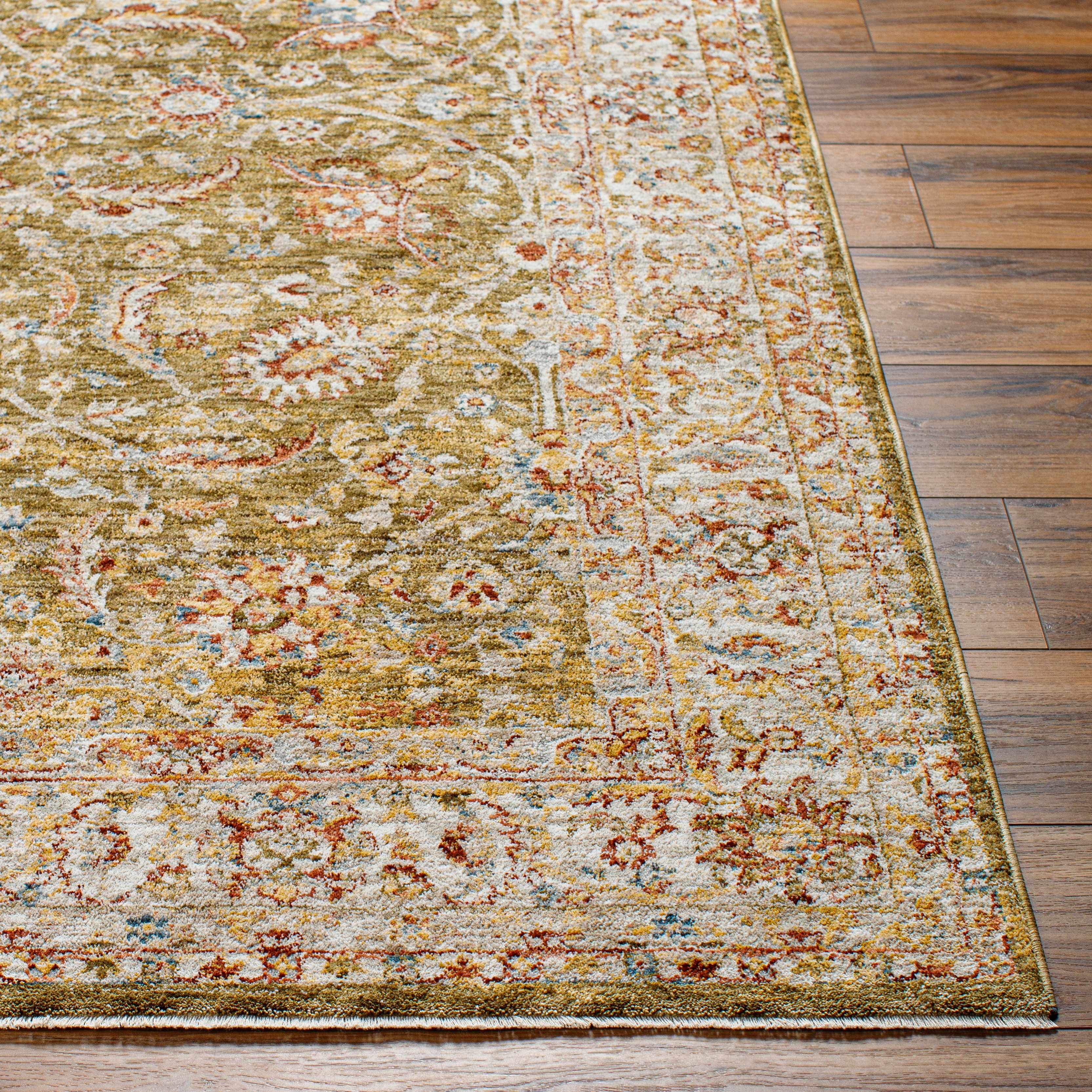 Dyan Green Textured Rug with Fringes - Image 5