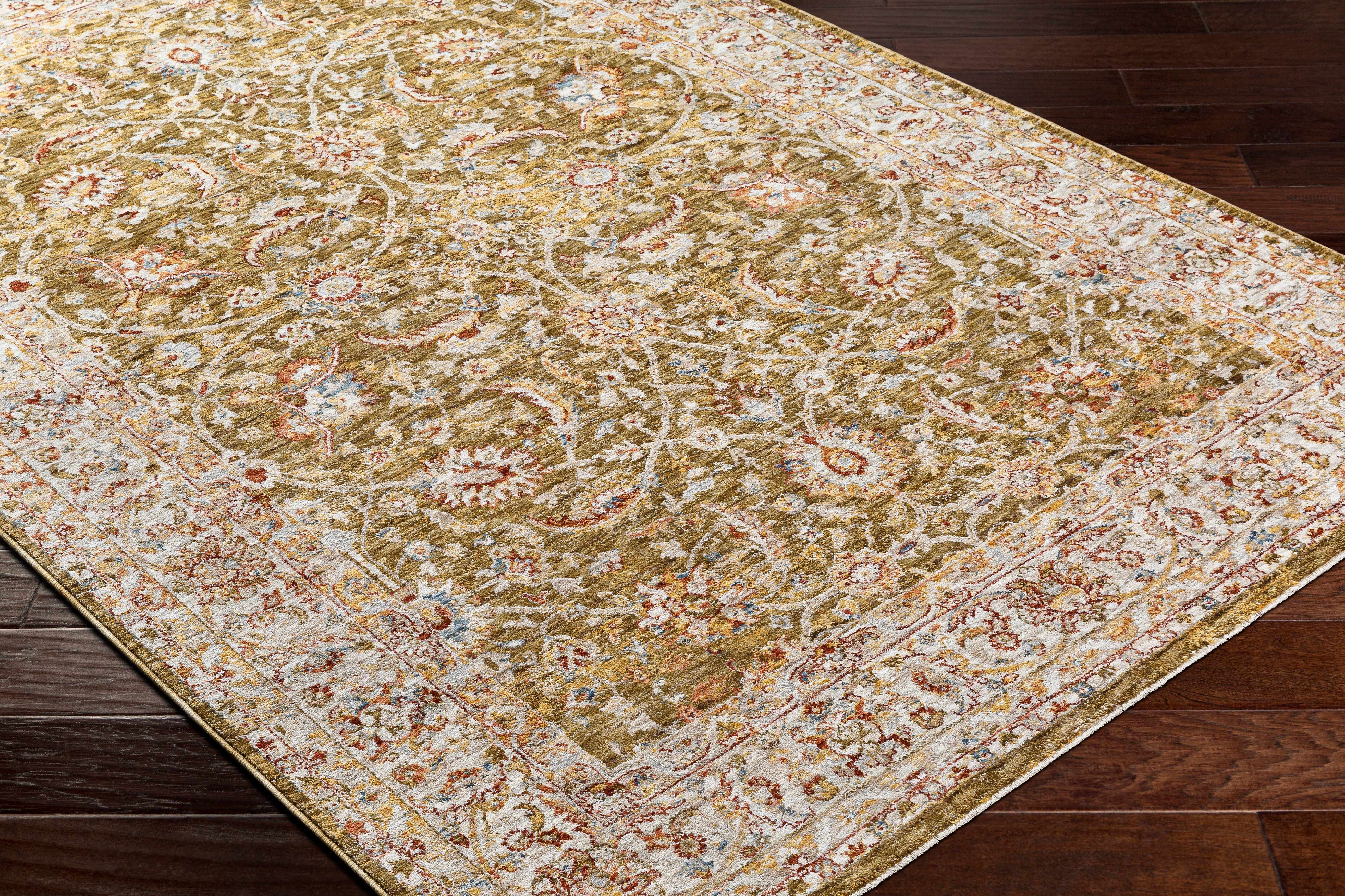 Dyan Green Textured Rug with Fringes - Image 6