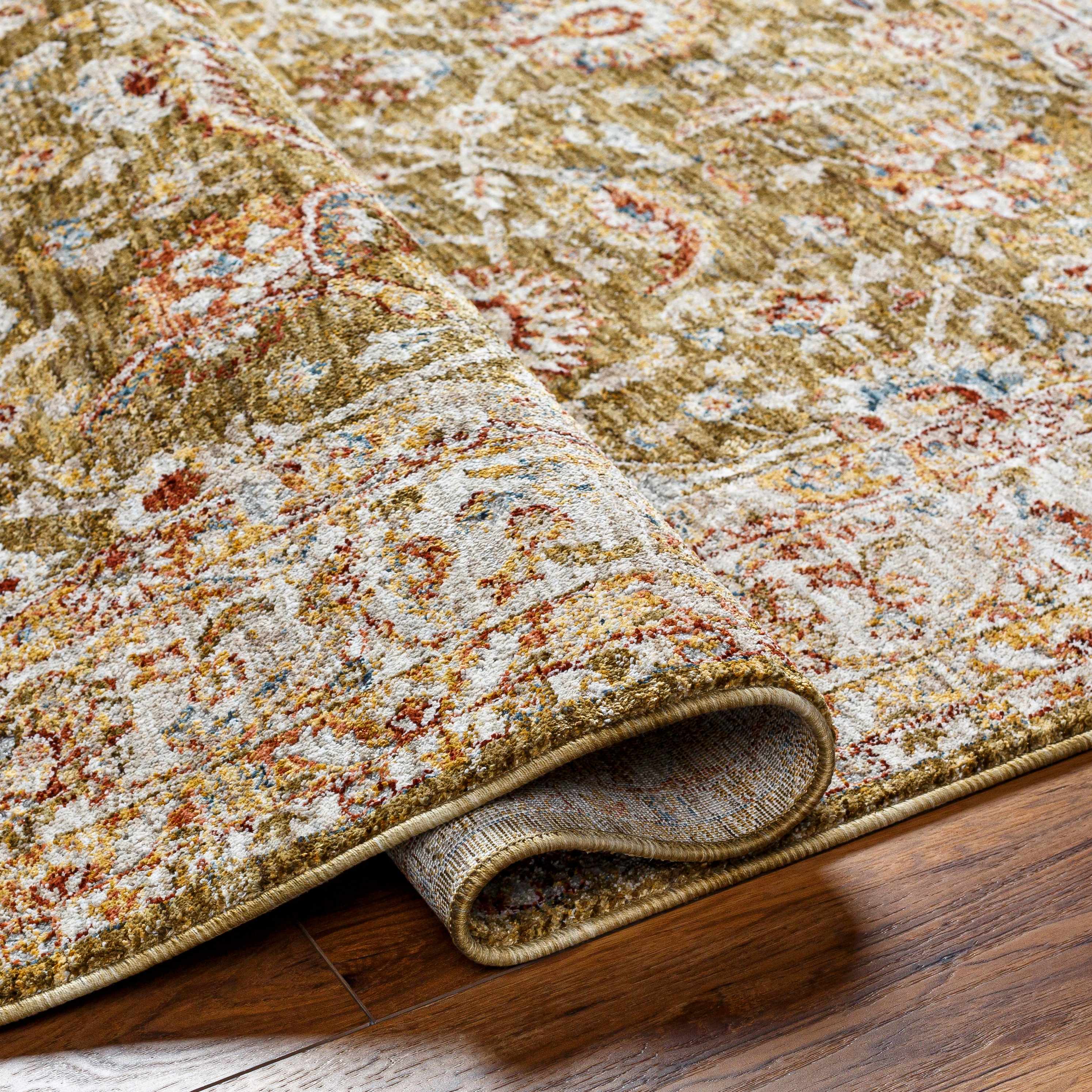 Dyan Green Textured Rug with Fringes - Image 7