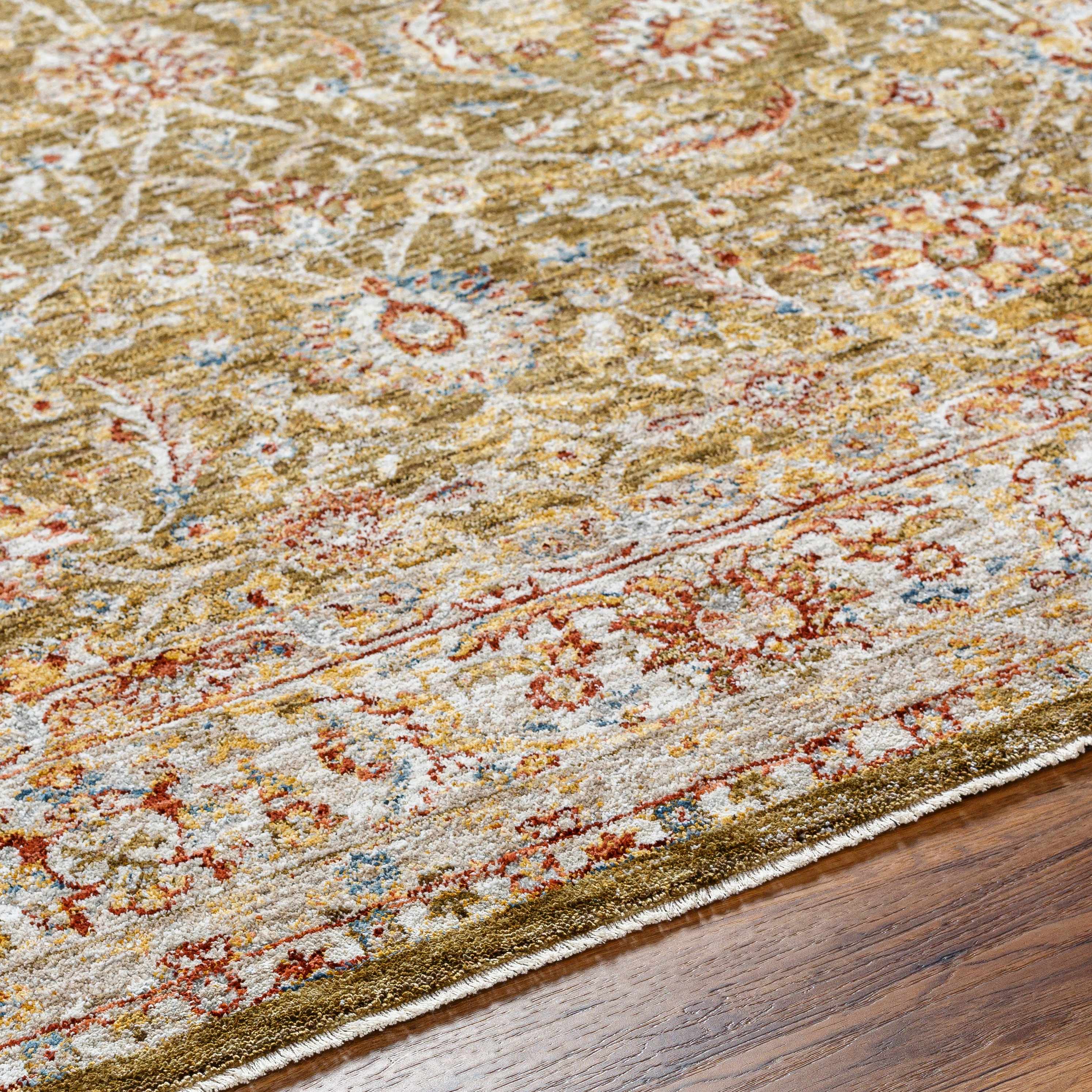 Dyan Green Textured Rug with Fringes - Image 8