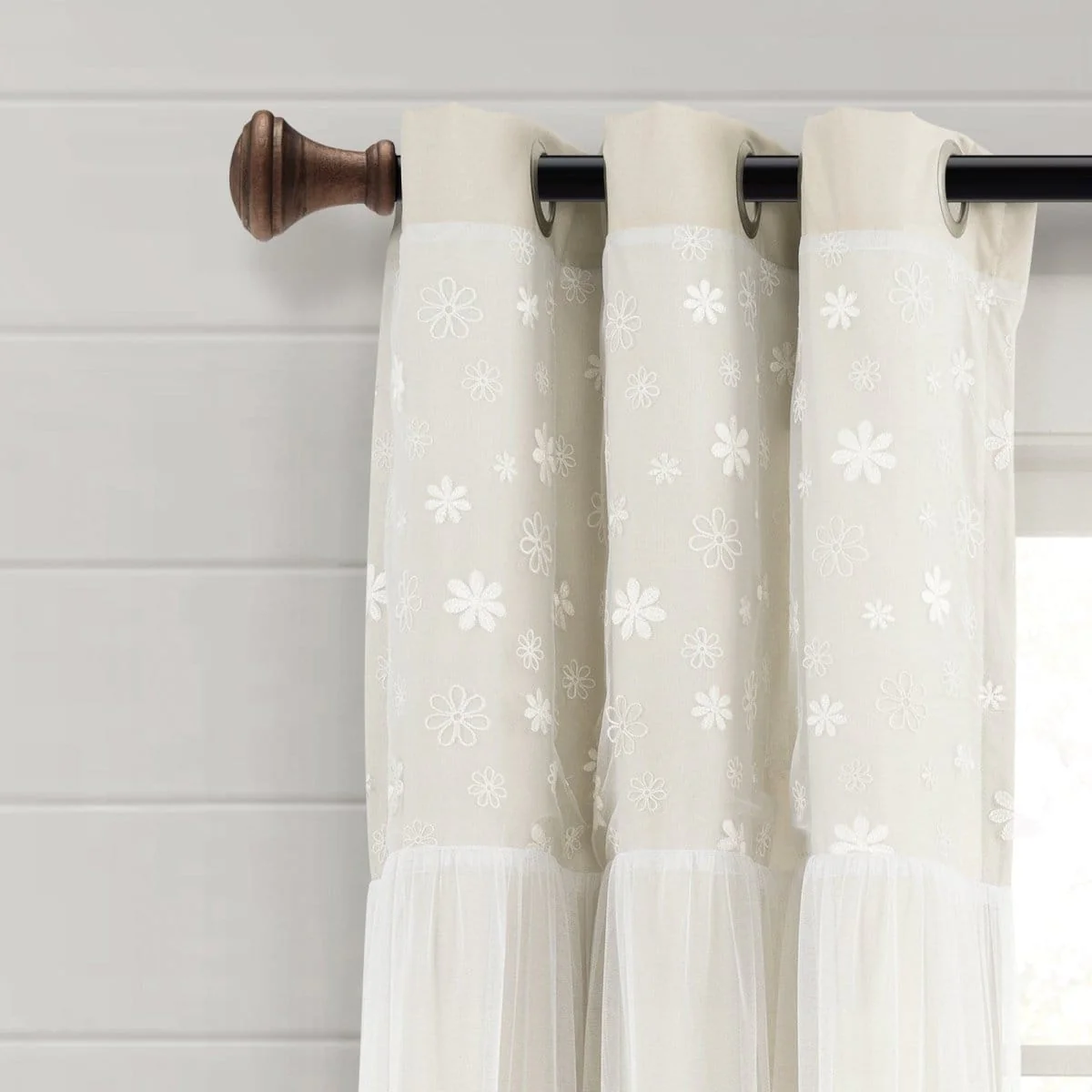 Dylin Flower Embroidery Window Curtain Panel - Image 3