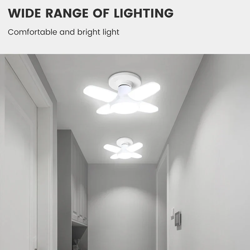 E27 Foldable LED Garage Light Fan Bulb 6500K Deformable Ceiling Lamp - Image 5