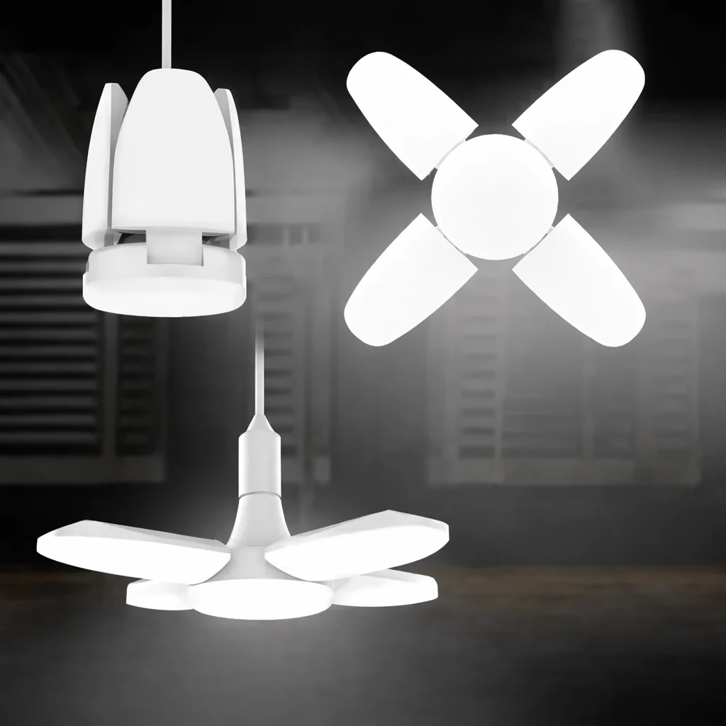 E27 Foldable LED Garage Light Fan Bulb 6500K Deformable Ceiling Lamp - Image 6