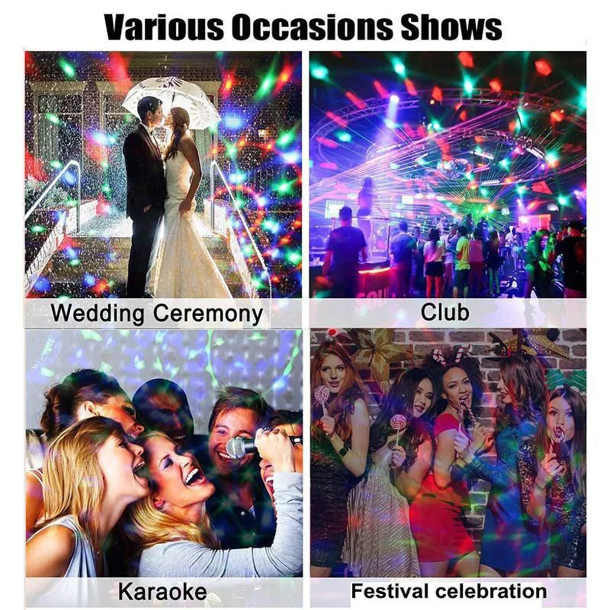 E27 RGB Rotating Stage Light LED Disco Party Projector Lamp for DJ Bar Home - Image 3