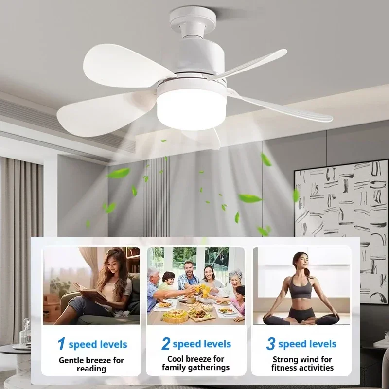 E27 Socket Fan Light 2-in-1 LED Ceiling Fan with Remote - Image 4