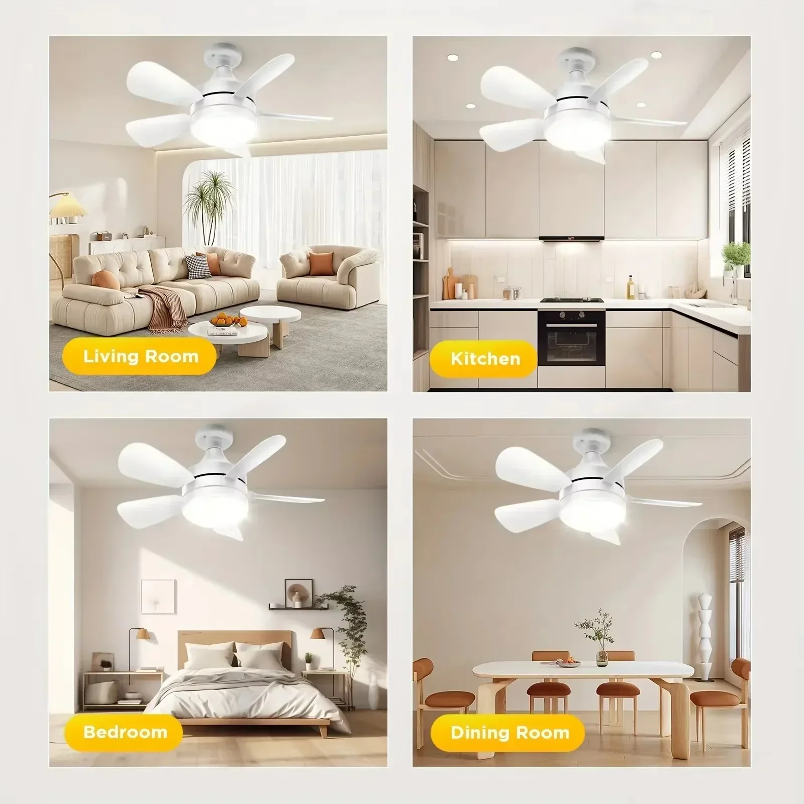 E27 Socket Fan Light 2-in-1 LED Ceiling Fan with Remote - Image 6